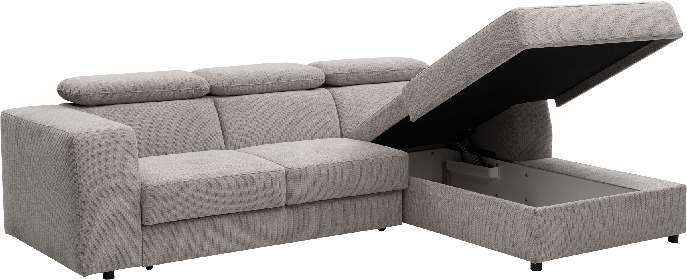 WERK2 Ecksofa »Cherry, modernes Sofa mit Komfortfunktionen, Breite 270cm, L-Form,«, bequem, mit verstellbaren Kopfteilen, Schlaffunktion und Bettkasten