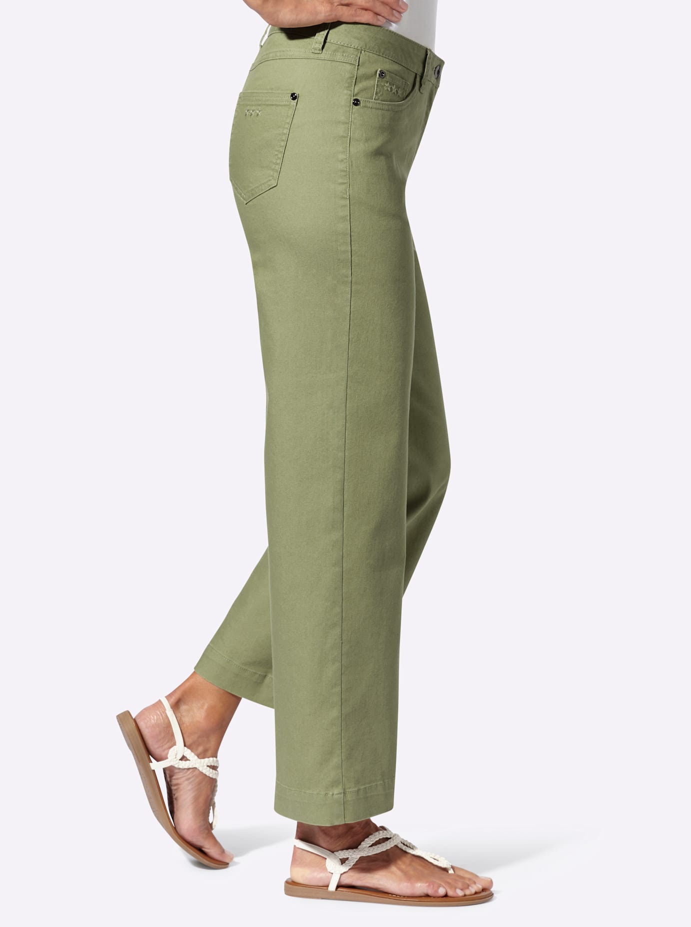 7/8-Jeans INSPIRATIONEN, Damen, Gr. 36, Normalgrößen, schilf, 76% Baumwolle, 22% Polyester, 2% Elasthan, unifarben, lang, Jeans 3
