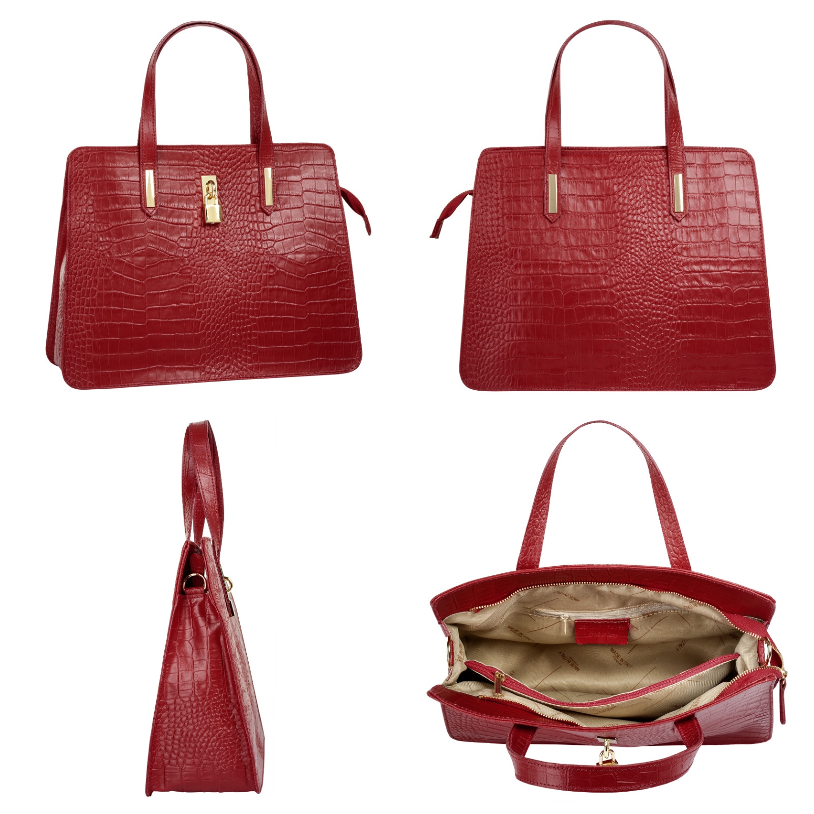 Cluty Henkeltasche, echt Leder, Made in Italy