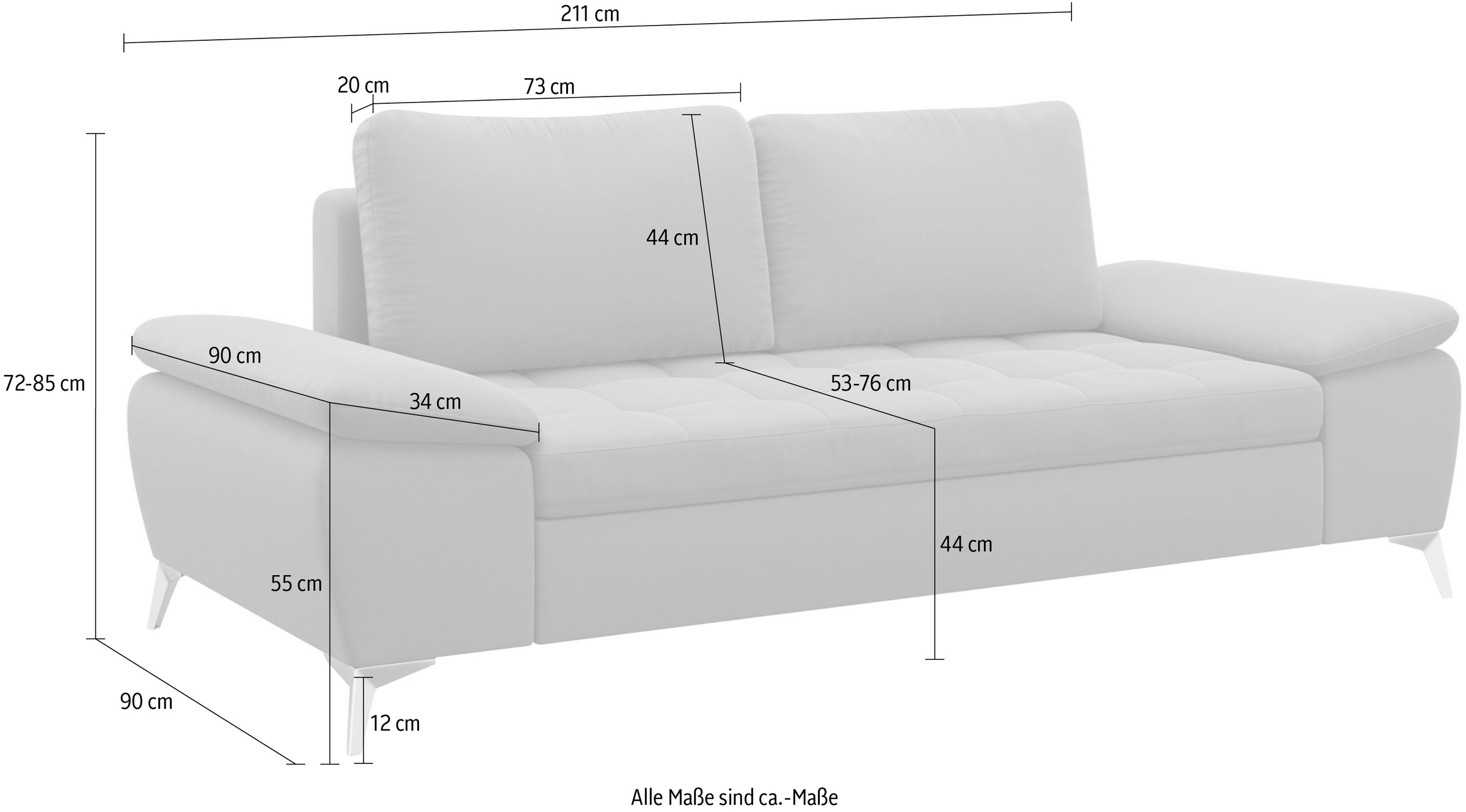 sit&more 2,5-Sitzer »Latigo«, mit hochwertigen Metallfüßen