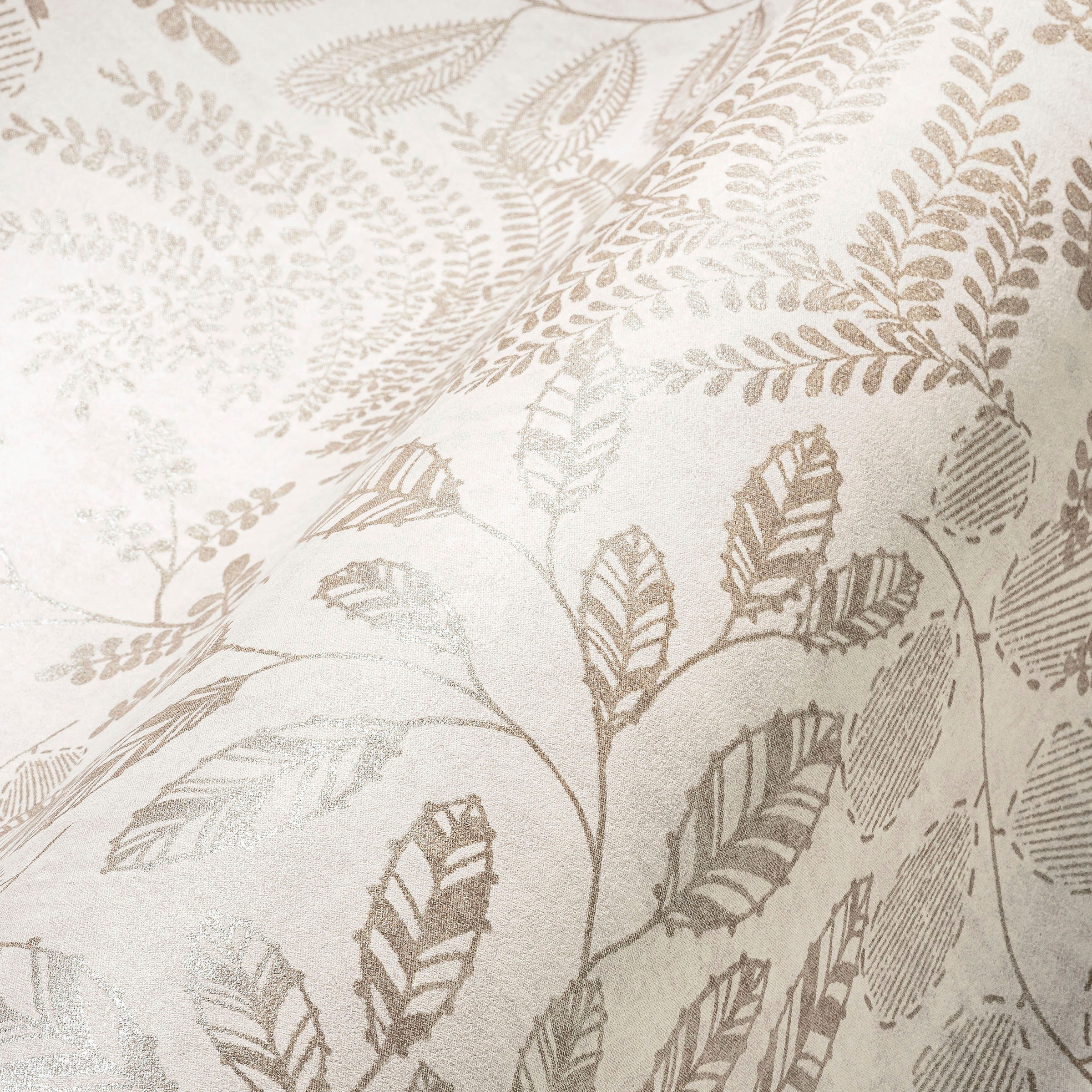 A.S. Création Vliestapete »THE BOS Blätter Floral«, matt-gemustert-neutral, Florale Tapete Tapete Floral Tapeten Wohnzimmer Schlafzimmer Küche