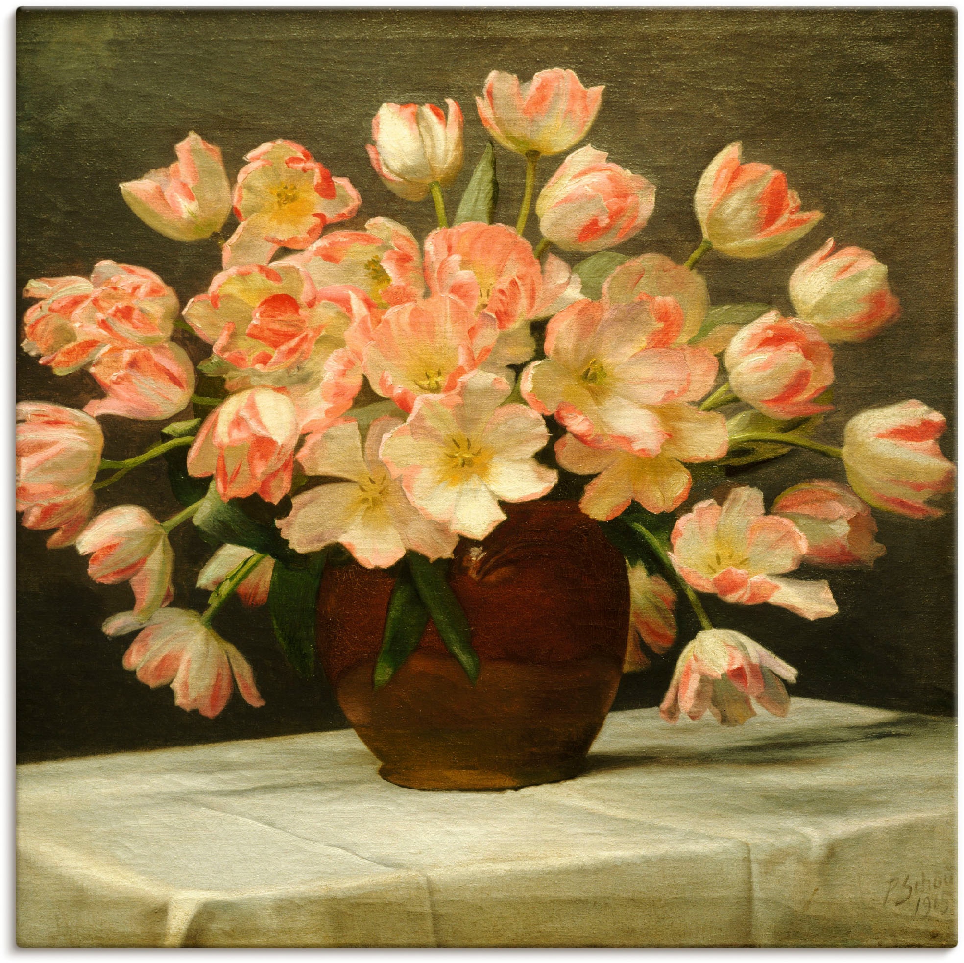 Artland Leinwandbild "Tulpen in einer Vase. 1915" Blumen 1 Stk. tlg. auf Holzrahmen gespannt