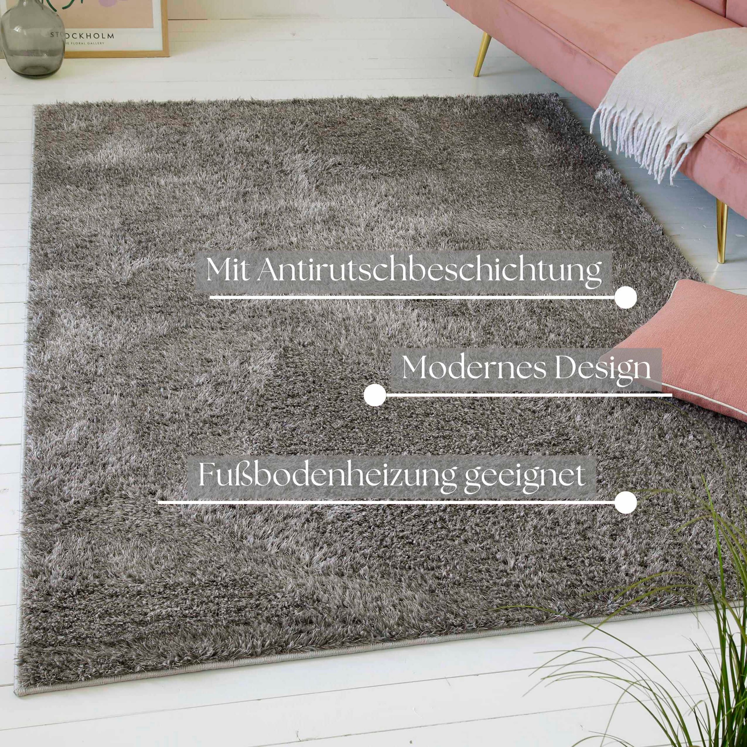 my home Hochflor-Teppich »Nickolas«, rund, 30 mm Höhe, Langflor, Shaggy, dichter weicher Hochflor, uni farben, Wohnzimmer