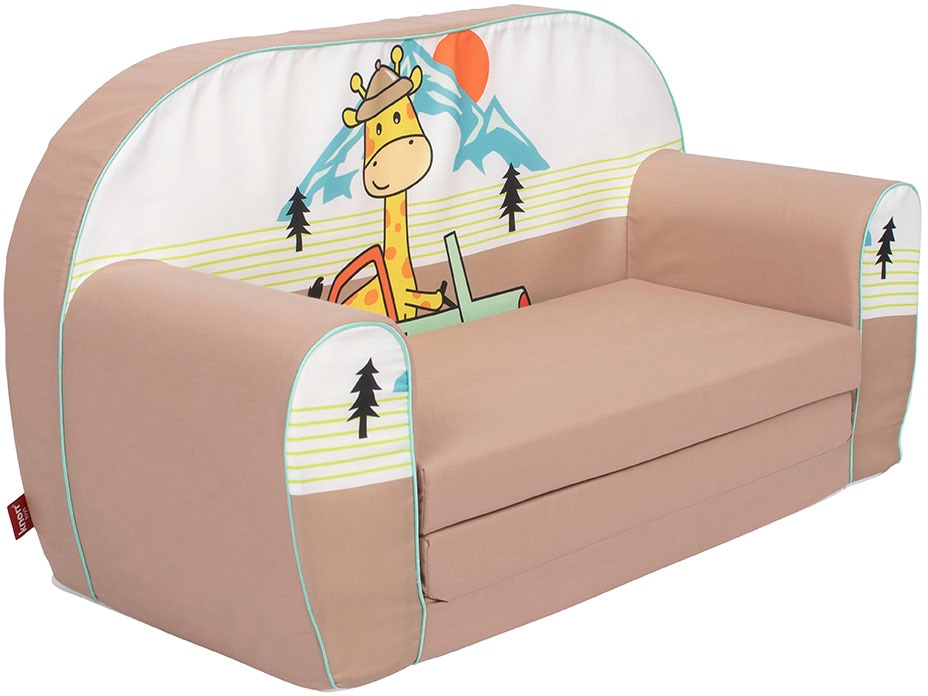 KNORRTOYS Kinder Sofa "Giraffe on Tour", B/H/T: 77cm x 42cm x 34cm, Baumwolle, braun, B:77cm H:42cm T:34cm, Sofas, für Kinder; Made in Europe