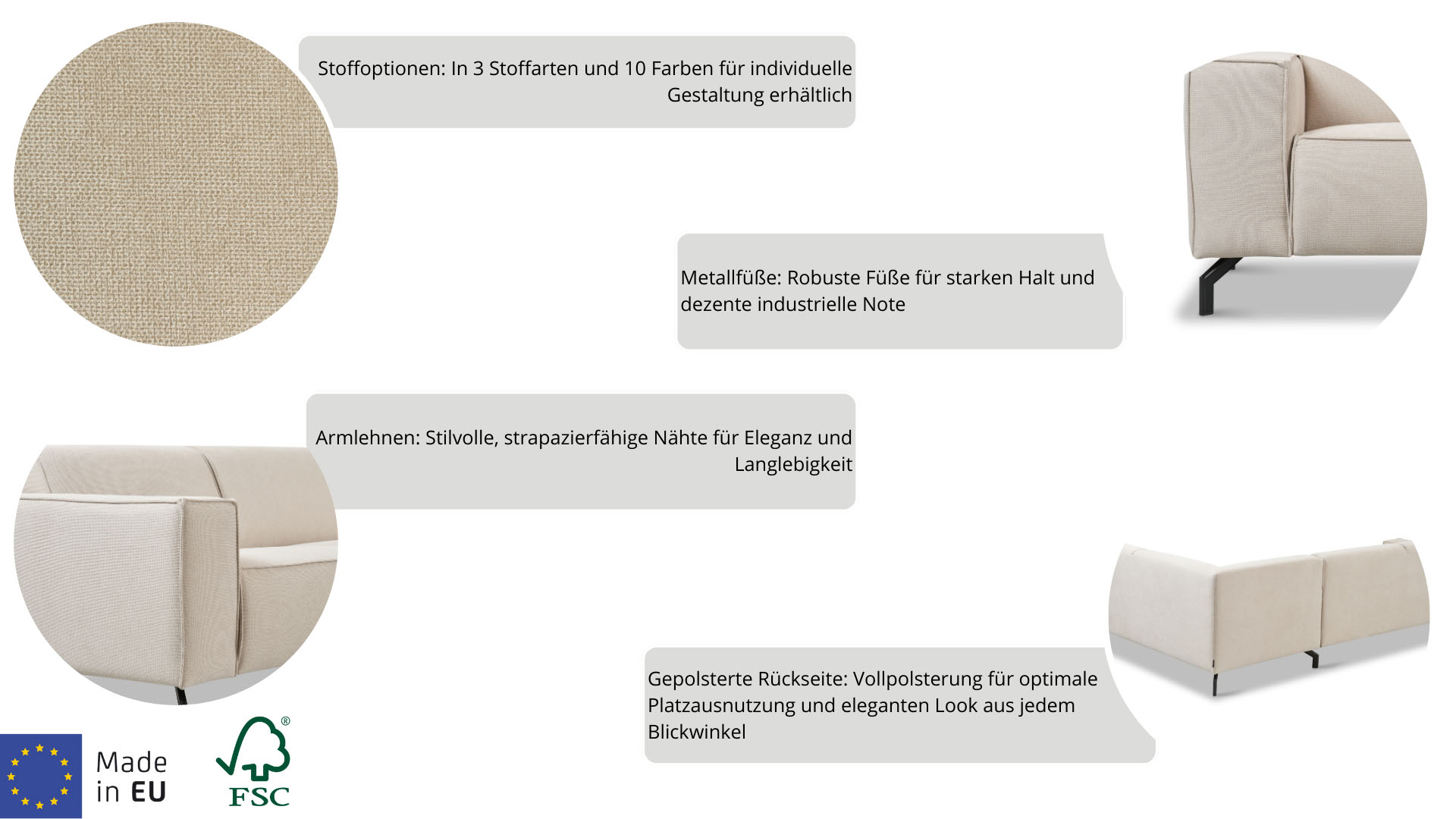 Thumbnail - Places of Style Ecksofa Lorcan, in Lederoptik oder Strukturstoff lieferbar
