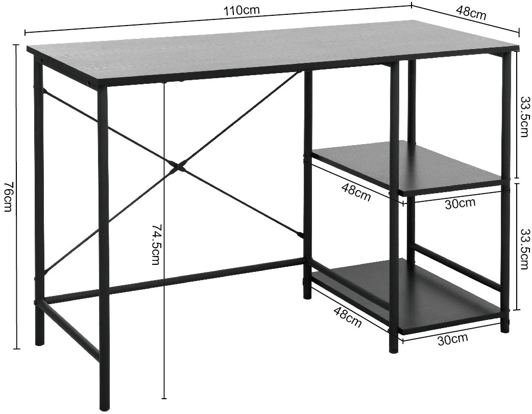 INOSIGN Schreibtisch »Skruva«, (Breite 110 cm), Computertisch, Home-Office, Metallgestell, geringe Tiefe von 48 cm