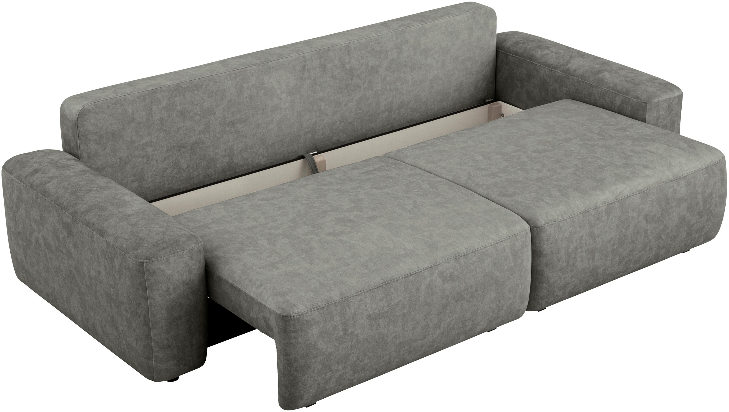 INOSIGN 3-Sitzer »TORGE (257cm), Sofa,Schlafsofa in Cord, Samtvelours, Struktur fein«, rundes Design, Schlaffunktion u. Bettkasten, Liegefläche: 135/200 cm