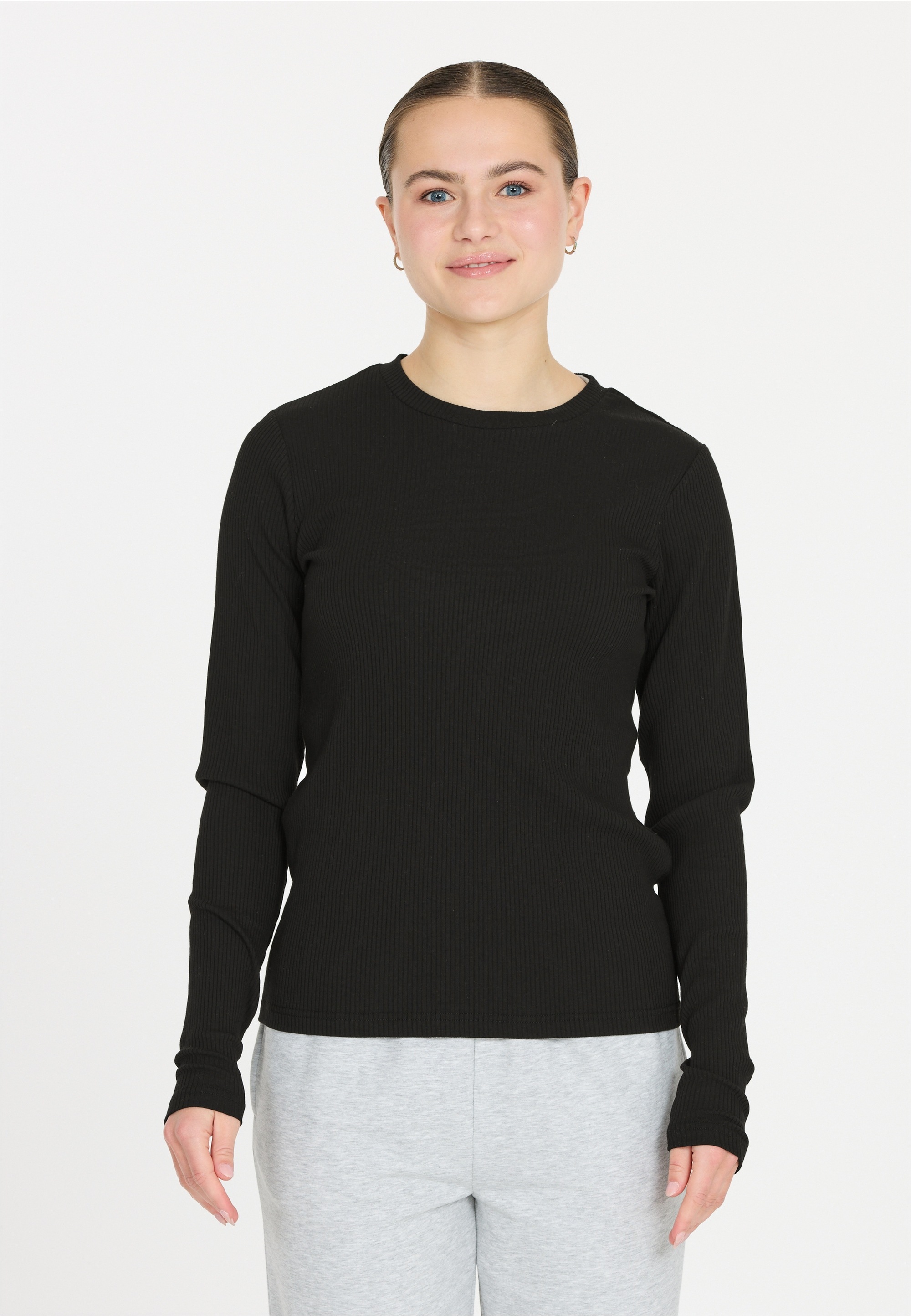 Langarmshirt LES'ARCS "Ashtyn", Jungen, Gr. 164, schwarz, 57% Baumwolle, 38% Modal, 5% Elasthan, unifarben, normal, Rundhals, Shirts Langarmshirt, mit 4-Wege-Stretch