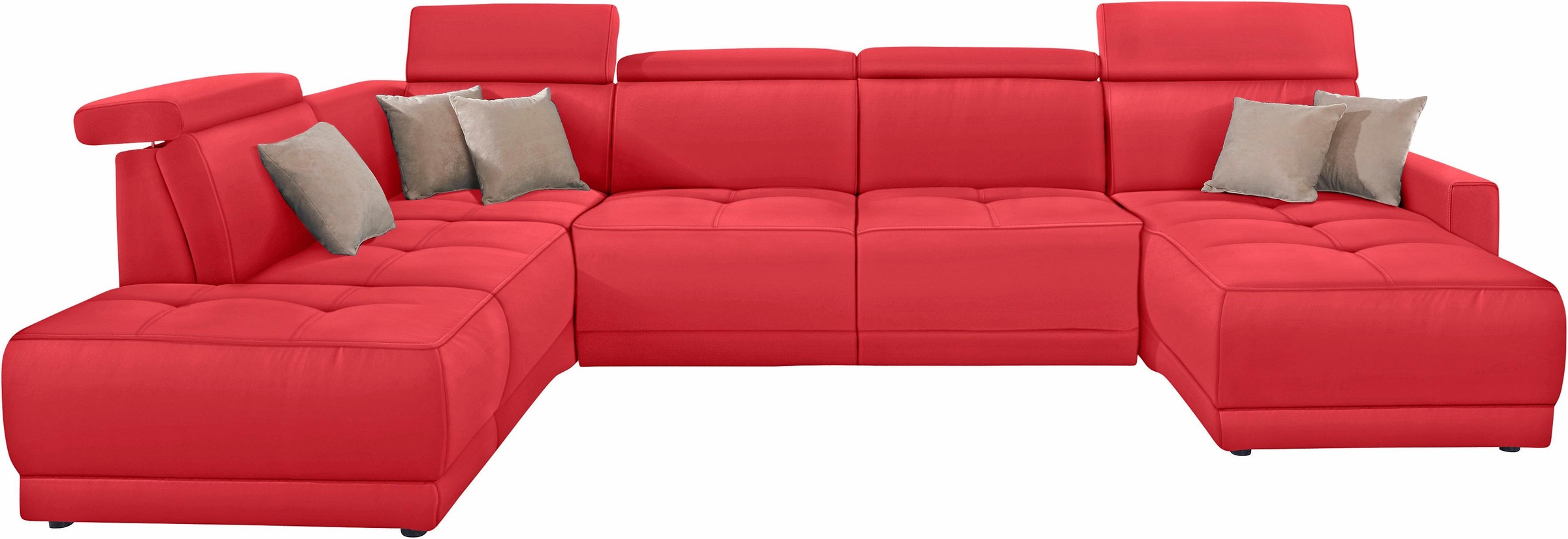 DOMO collection Wohnlandschaft »Ava moderne Sitzheftung mit toller Doppelnaht, komfortabel, U-Form«, mit Federkern, wahlweise mit Kopfteilverstellungen