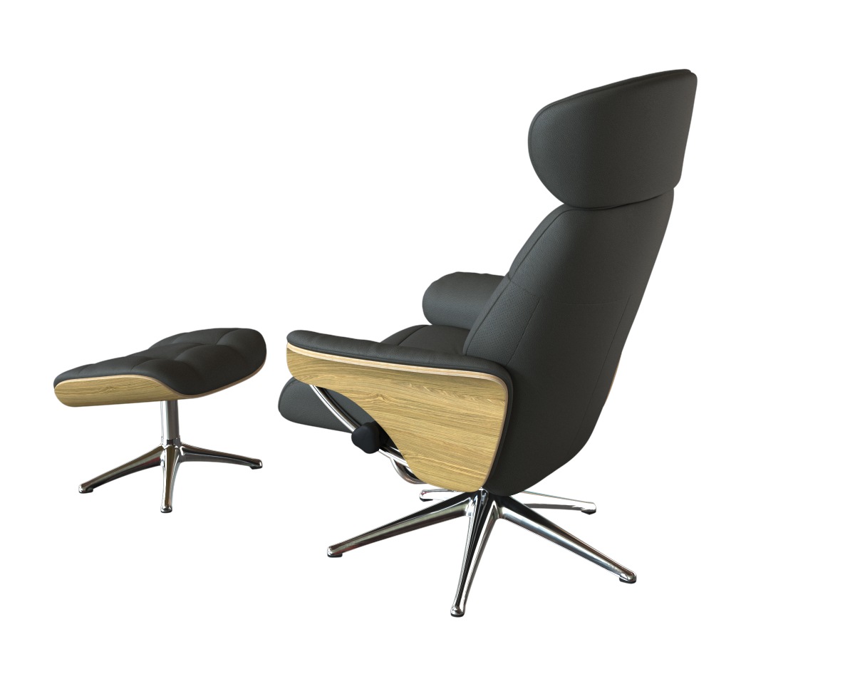 FLEXLUX Relaxsessel »Skagen Funktionsessel, Polstersessel, Armlehne, TV-Fernsehsessel,«, Rücken- und Kopfteilverstellung, Fuß Alu, Armlehne Eiche, Drehbar