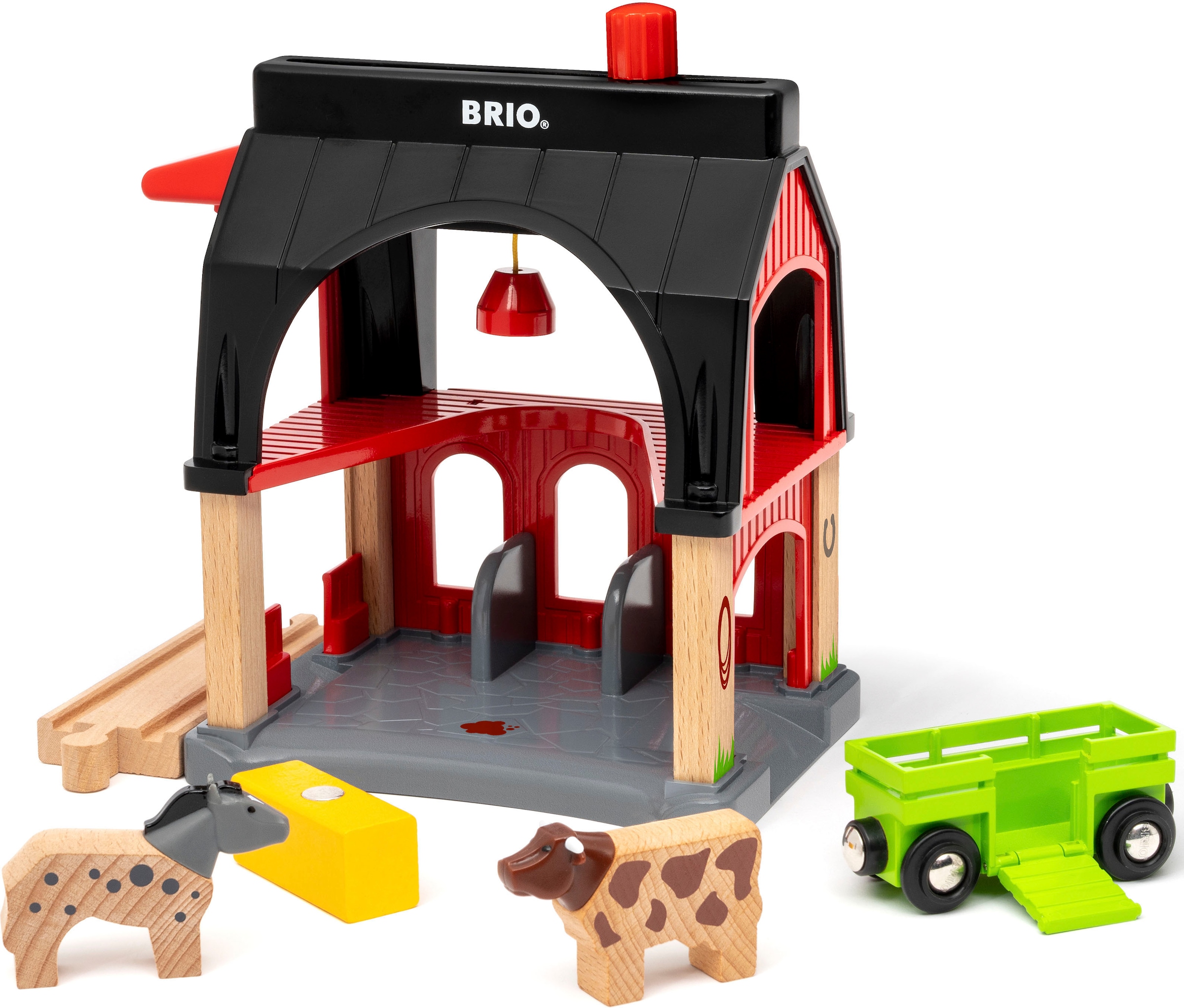 BRIO® Spielzeugeisenbahn-Gebäude »Tierscheune mit Heuwaggon«, FSC® - schützt Wald - weltweit