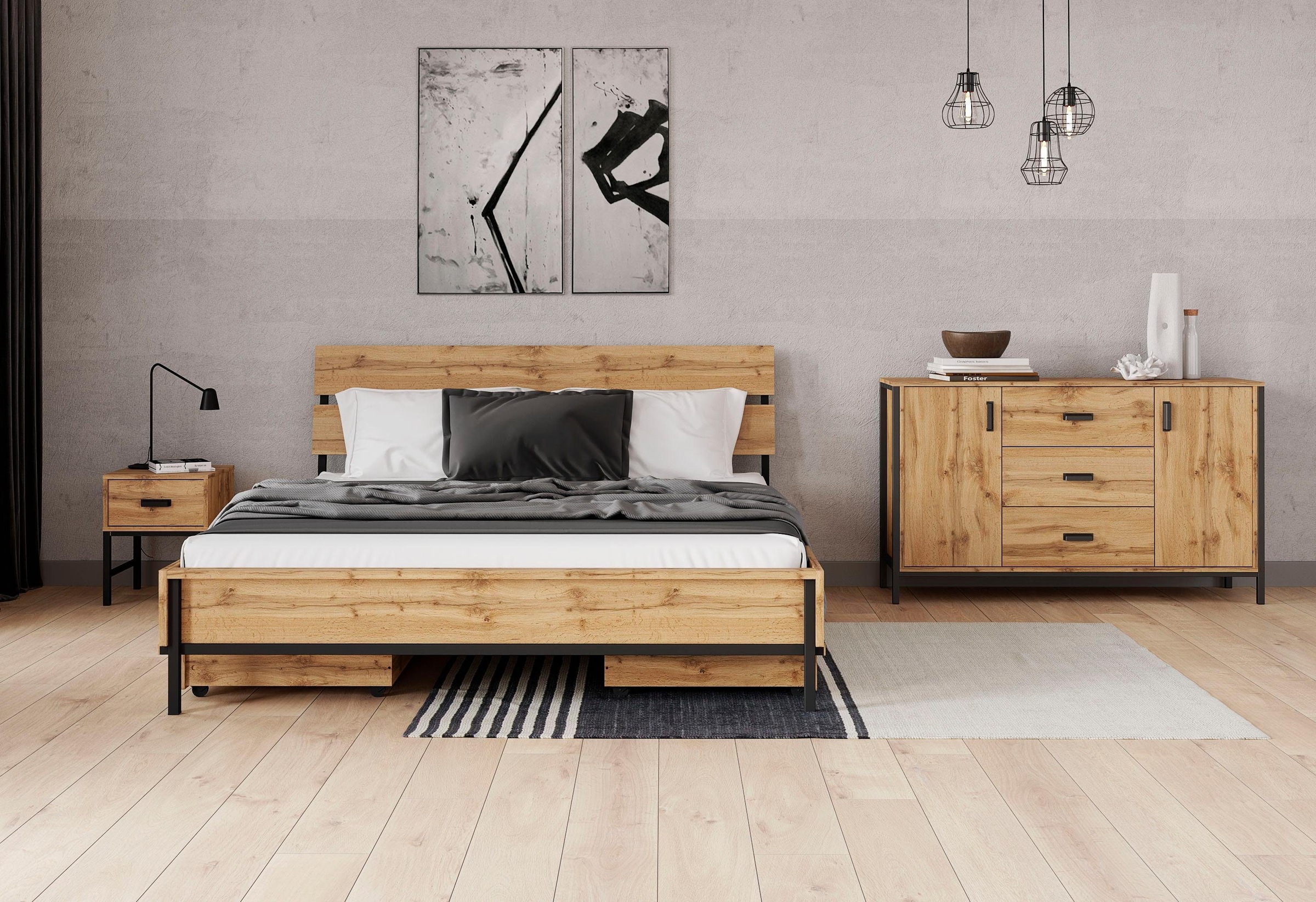 INOSIGN Bett »Aubetin«,toller Materialmix aus Holz und Metall