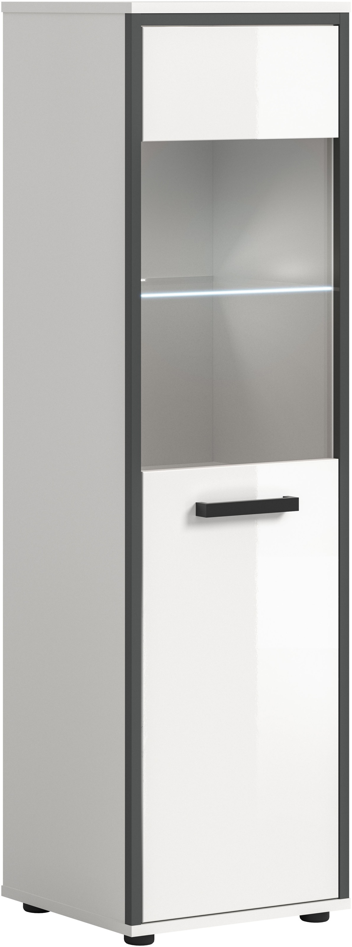 welltime Midischrank "KAJO, hochglanz Front, inkl. Beleuchtung, Glastür, 4 günstig online kaufen