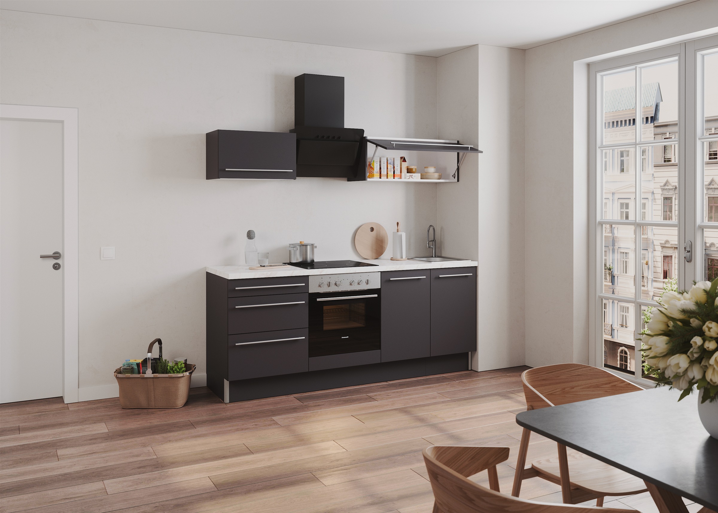 KOCHSTATION Küche "KS-Bern2" Breite 210 cm, wahlweise mit E-Geräten, mit Kl günstig online kaufen