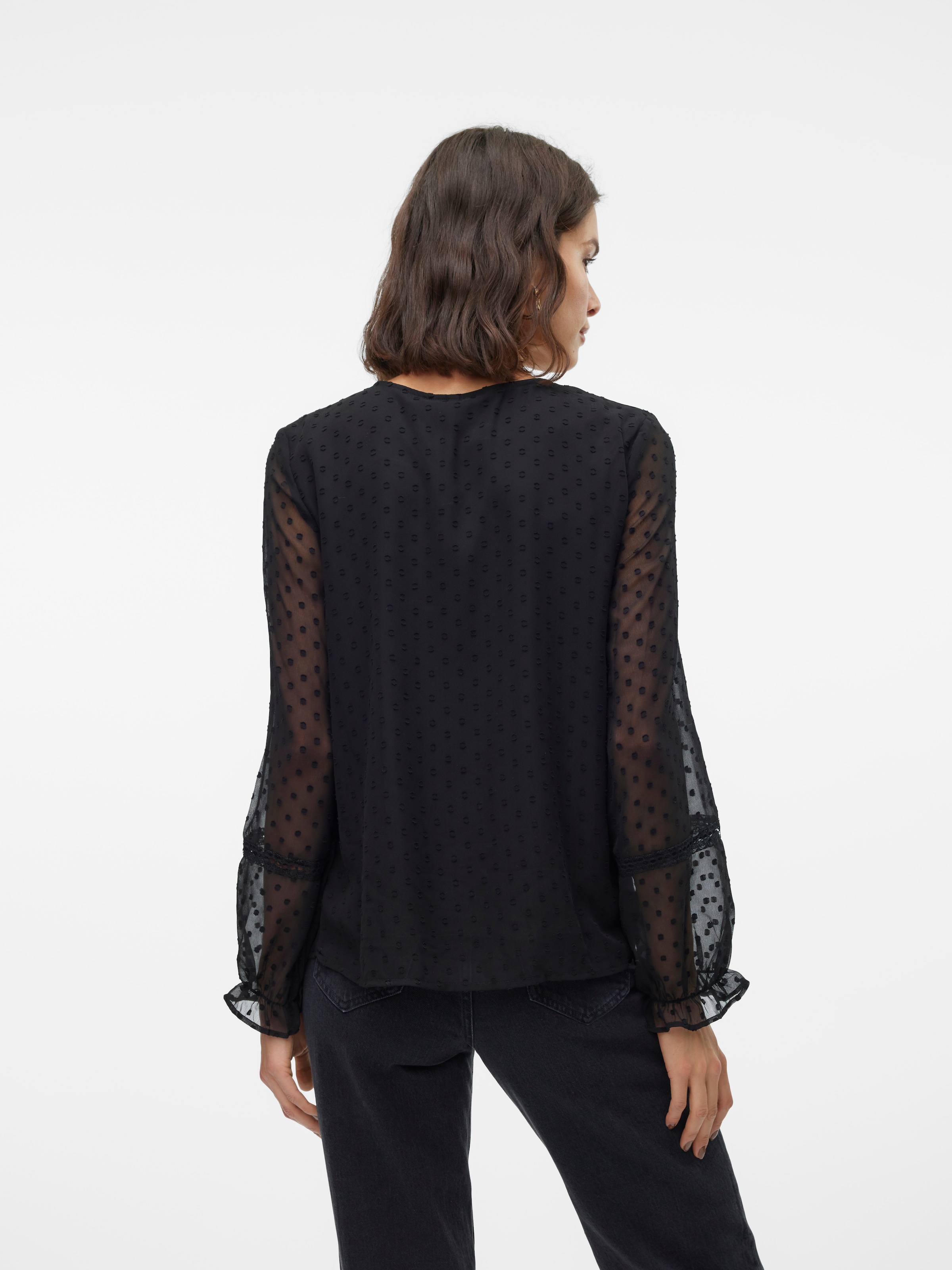 Vero Moda Langarmbluse »VMLEAH LS LACE TOP WVN GA NOOS«