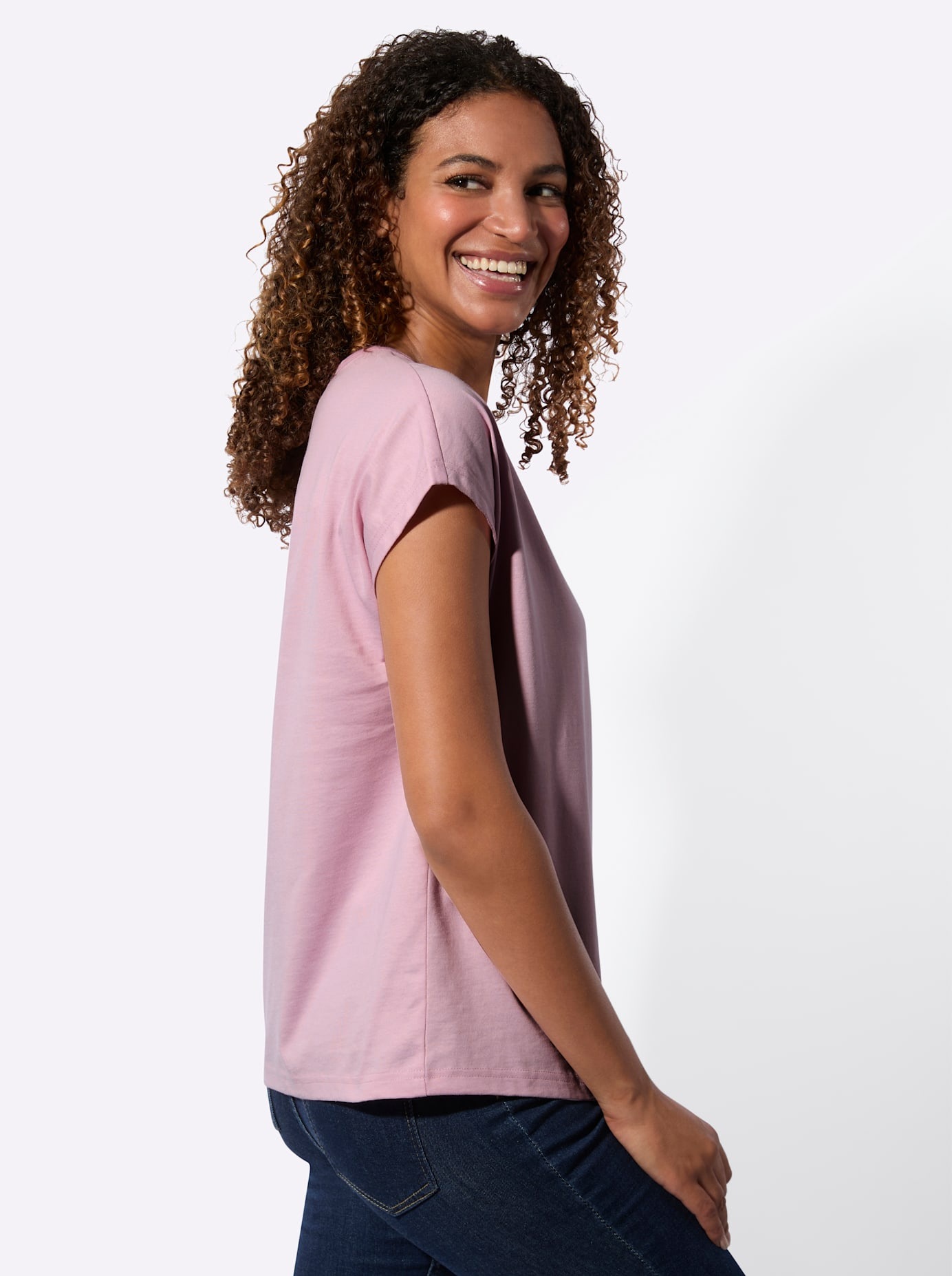 Rundhalsshirt CASUAL LOOKS "2er-Pack Shirts", Damen, Gr. 36, rosé, ecru, 100% Baumwolle, unifarben, Rundhals, Shirts Rundhalsshirt 3