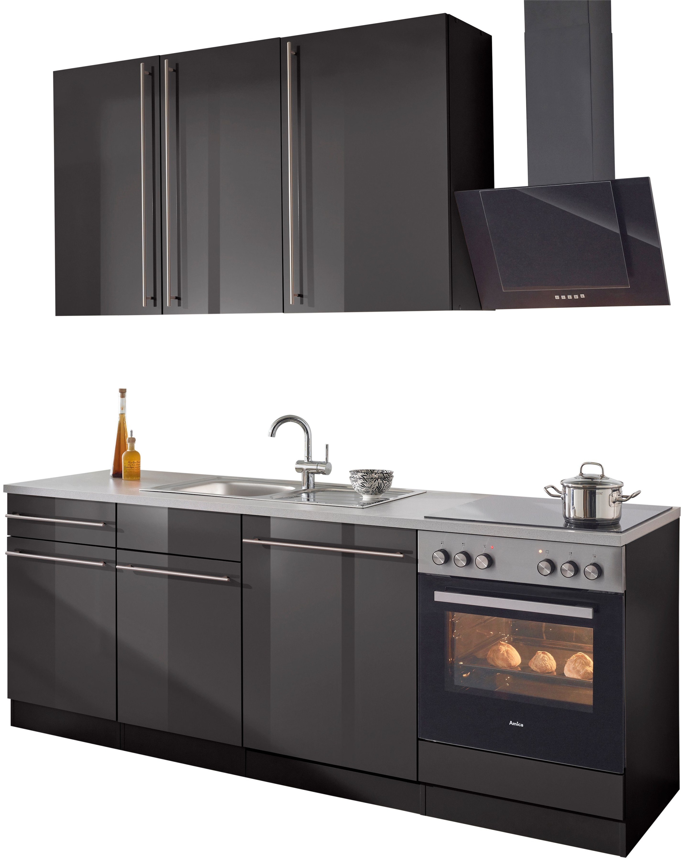 wiho Küchen Küchenzeile "Chicago, TOPSELLER" mit E-Geräten, Breite 220 cm günstig online kaufen