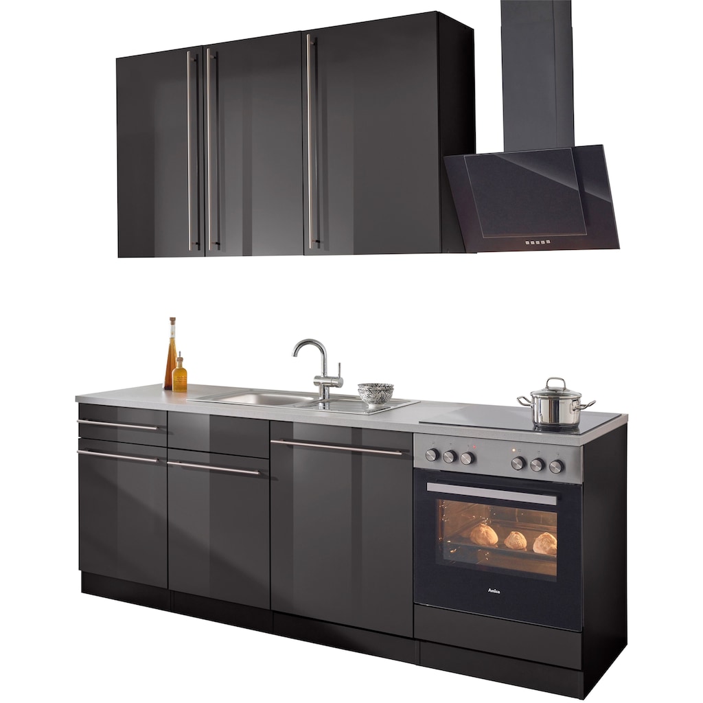 wiho Küchen Küchenzeile »Chicago«, mit E-Geräten, Breite 220 cm