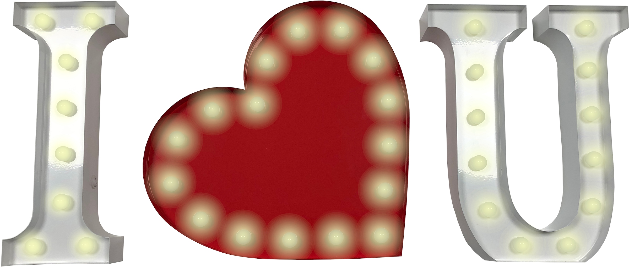 MARQUEE LIGHTS Tischleuchte »I Herz U«, 36 flammig-flammig, Wandlampe, Tischlampe  I Heart U mit 36 festverbauten LEDs - 69x31 cm | BAUR