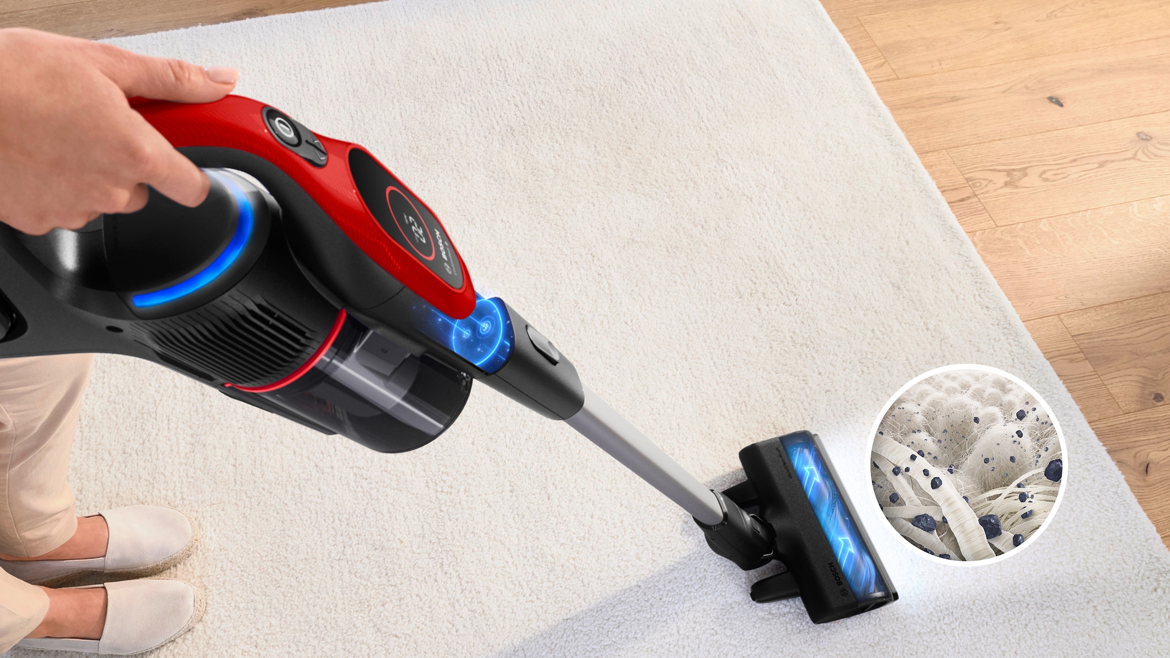 BOSCH Akku-Stielstaubsauger »Neuheit Unlimited 9 ProAnimal BKS941PET, MicroClean™ Technology«, HEPA-Filtersystem, 10 Jahre Motorgarantie, Schnellladegerät, LED Licht