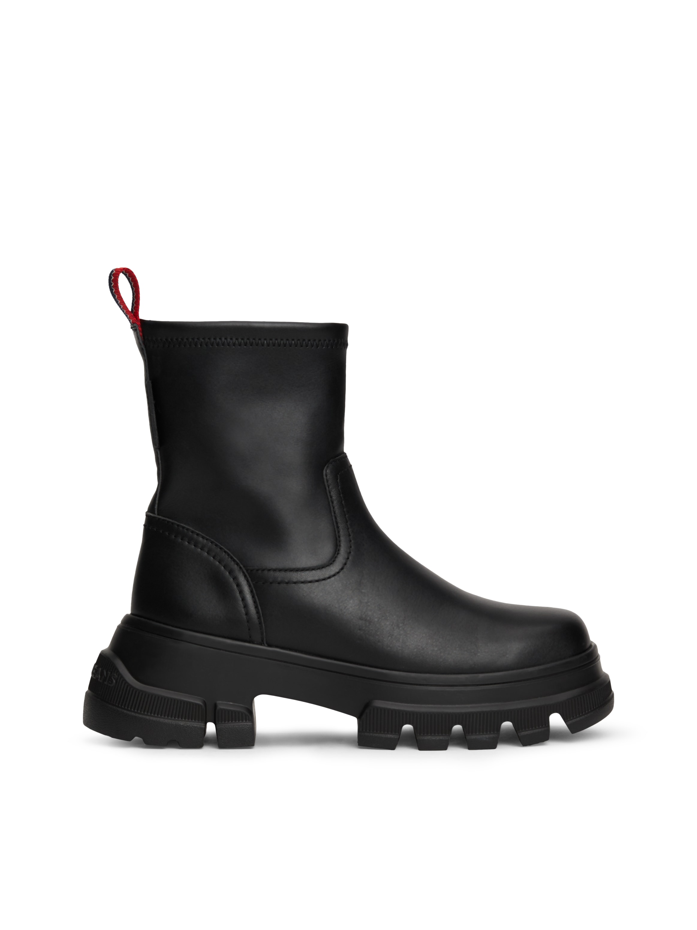 Tommy Jeans Stiefelette »TJW CHUNKY CHELSEA BOOT MIX MAT«, Blockabsatz, Plateau, Schlupfboots, Combat-Boots mit Label