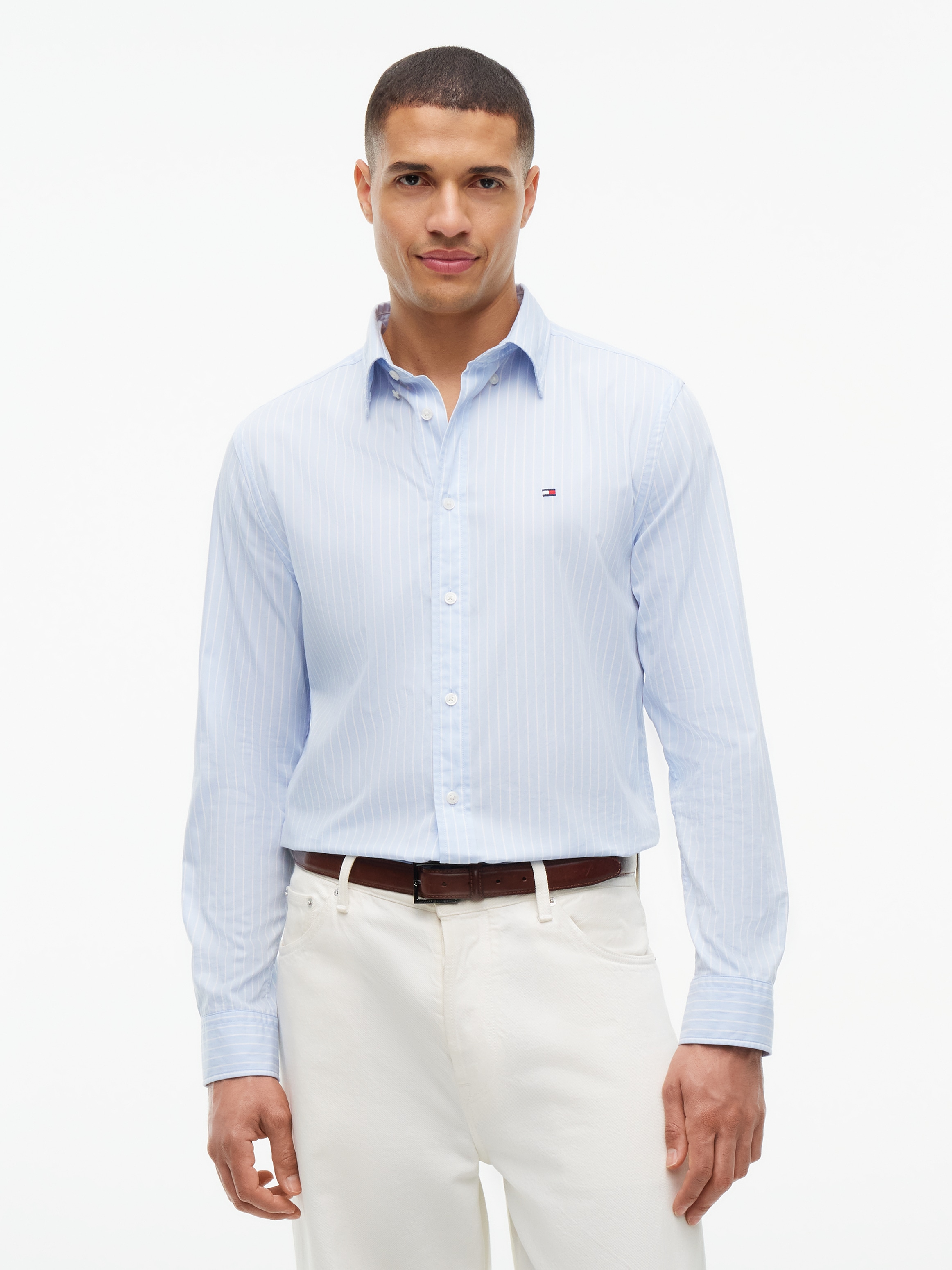 Tommy Hilfiger Langarmhemd »FLEX HAIRLINE POPLIN REGULAR FIT« Button-down-Kragen, gestreift