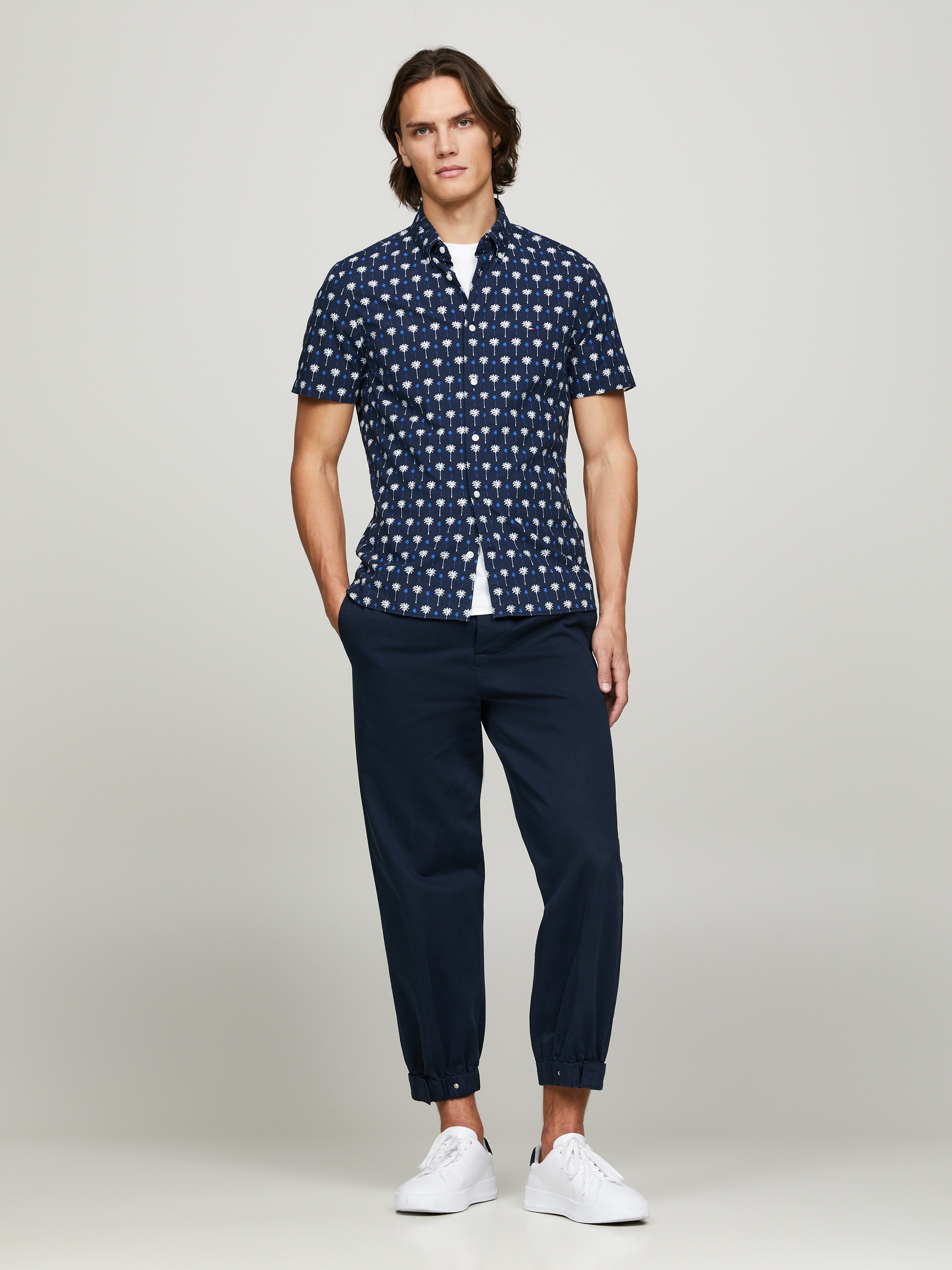 Tommy Hilfiger Kurzarmhemd »MINI PALM PRINT SF SHIRT«, mit zweifarbigen Print