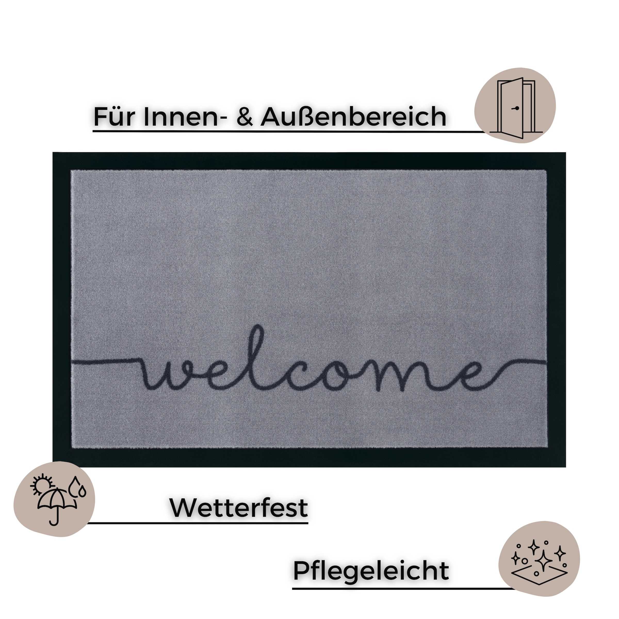HANSE Home Fußmatte »Cozy Welcome, Türmatte«, rechteckig, 5 mm Höhe, Waschbar, Schmutzfangmatte, Outdoor, Innen, Rutschfest, Wetterfest