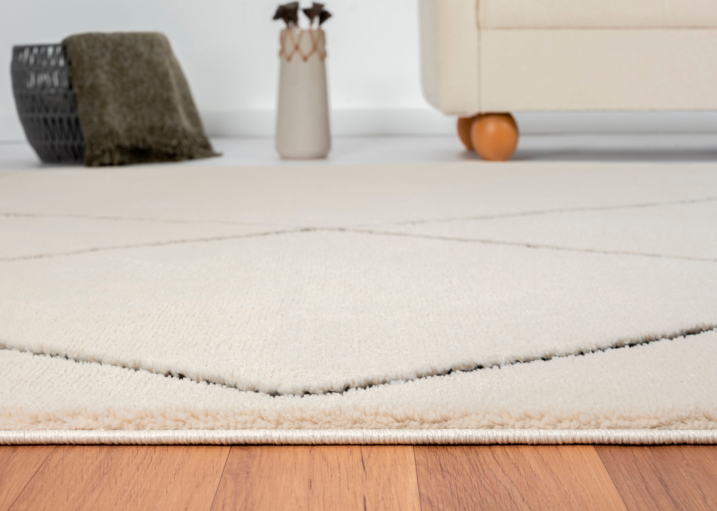 Myflair Möbel & Accessoires Hochflor-Teppich »Moroccan Signature«, rechteckig, 24 mm Höhe, modern, marokkanisches Design, Rauten Muster, weich, mit Fransen
