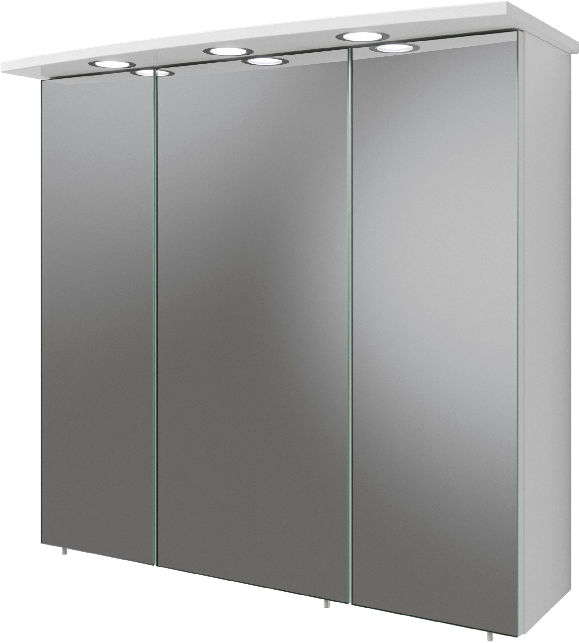 Saphir Spiegelschrank "Quickset 316 Badschrank, 3 Spiegeltüren, 6 Einlegeböden, 75 cm breit", inkl. LED-Beleuchtung, Tür