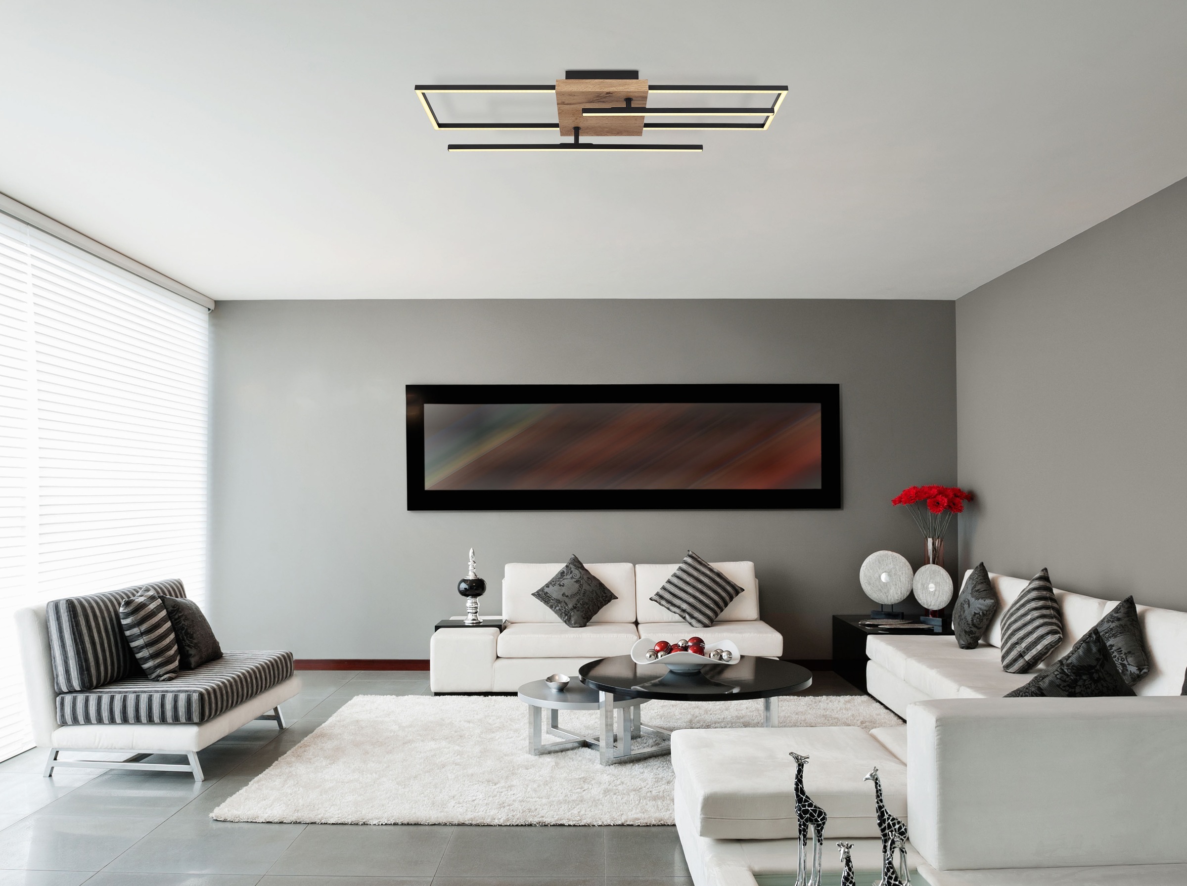 GLOBO LIGHTING Deckenleuchte »KENDRA« LED-Modul 1 Stk. Warmweiß Deckenlampe Wohnzimmer-Leuchte Schlafzimmer-Leuchte Flur Küche