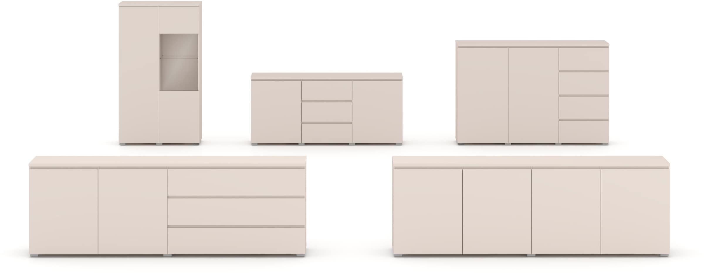 OTTO home Sideboard »Modo, Breite 200 cm, moderne grifflose Kommode 2Türen/3 SK« Schubladenkommode mit viel Stauraum, Einlegeböden verstellbar