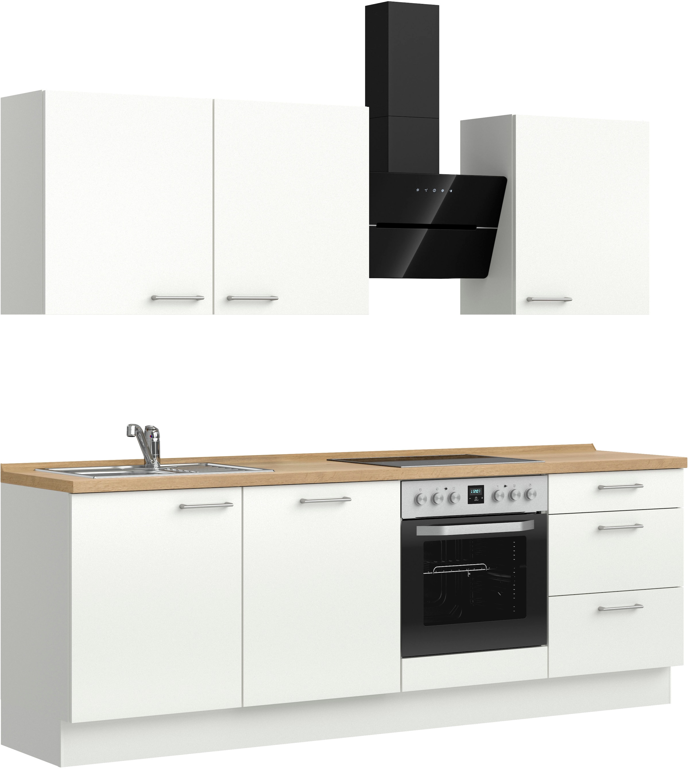 nobilia® Küchenzeile »"Laser II", NEU: individuell anpassbar mit gratis Profi-Beratung« vormontiert, 240 cm breit, optional mit verschiedenen E‑Geräte-Sets