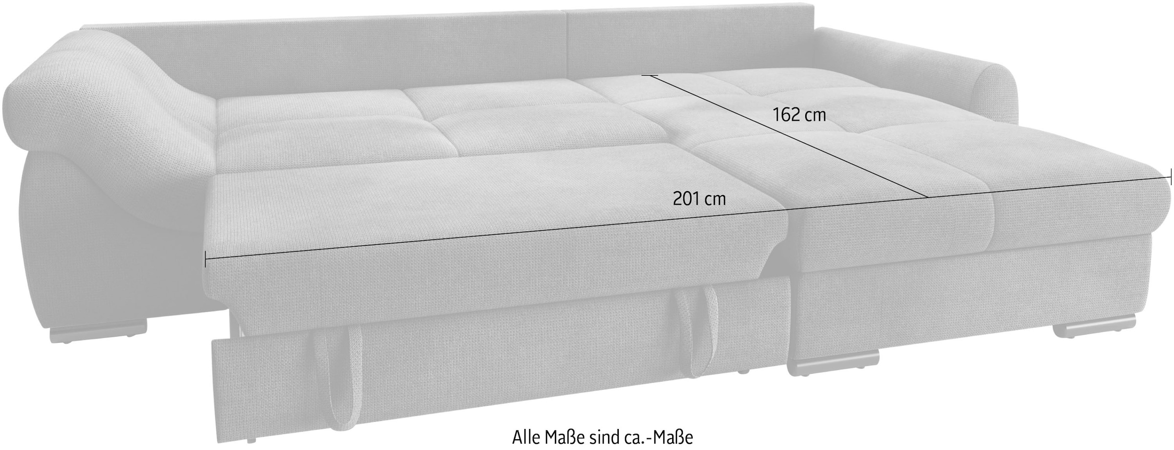 Mr. Couch Ecksofa »Livorno DuraFlex L-Form«, inkl. Hochschläfer-Bettauszug, XL-Bettkasten weiß beschichtet