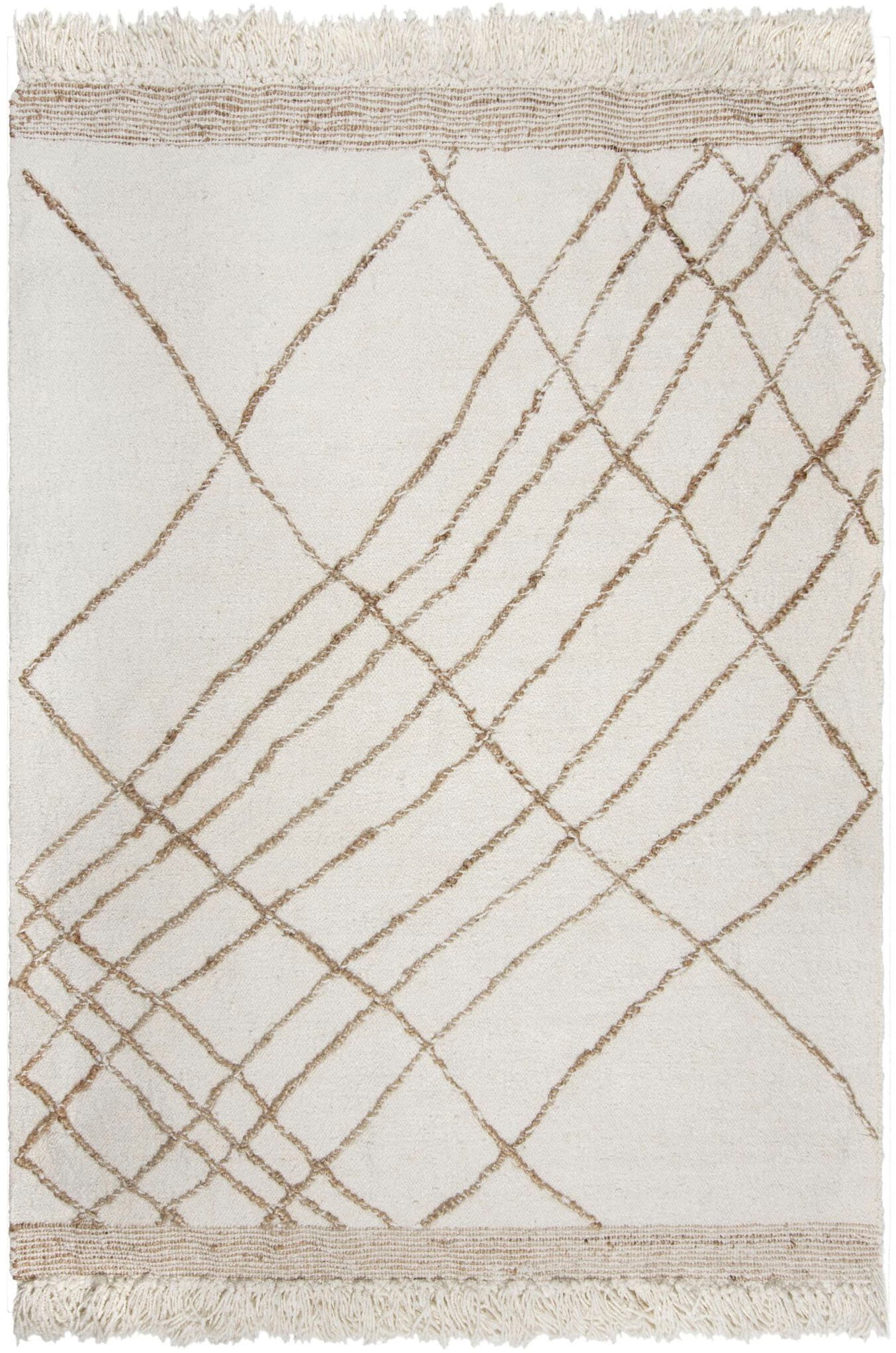 Teppich FLAIR RUGS "ASTERA Boucle-Effekt Hoch-Tief-Flor", beige (natur), B:120cm H:2mm L:170cm, Baumwolle, Kunstfaser, Wolle, Teppiche, Teppich, Teppich, Wohnzimmer, Schlafzimmer, Esszimmer