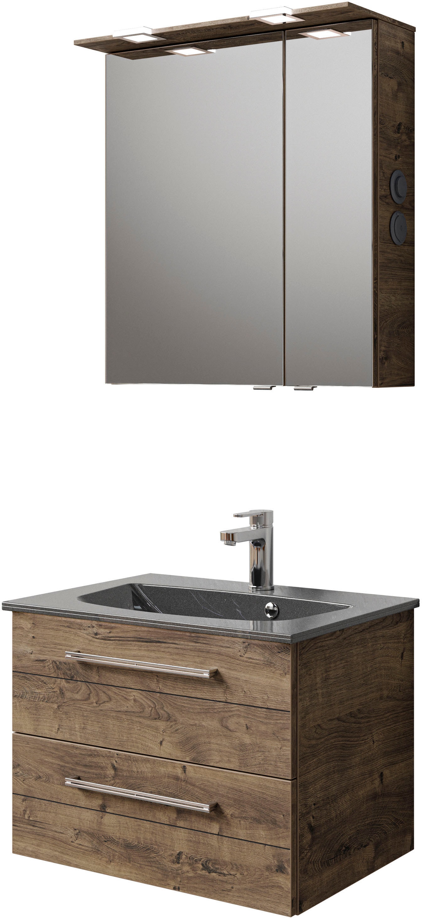 Saphir Badmöbel-Set "Serie 6025 2-teilig Mineralmarmor-Waschtisch mit LED-S günstig online kaufen