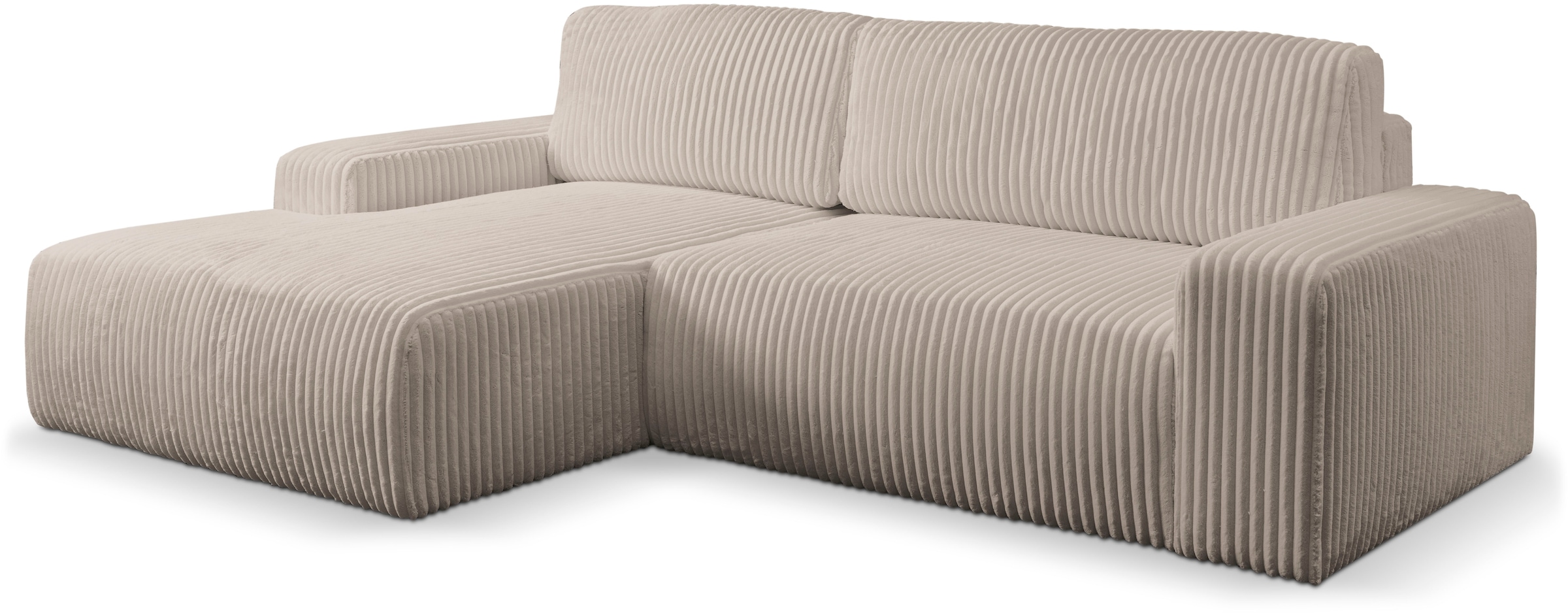 WERK2 Ecksofa »Hugo-L L-Form«, Design Ecksofa in Cord mit Schlaffunktion & Bettkasten