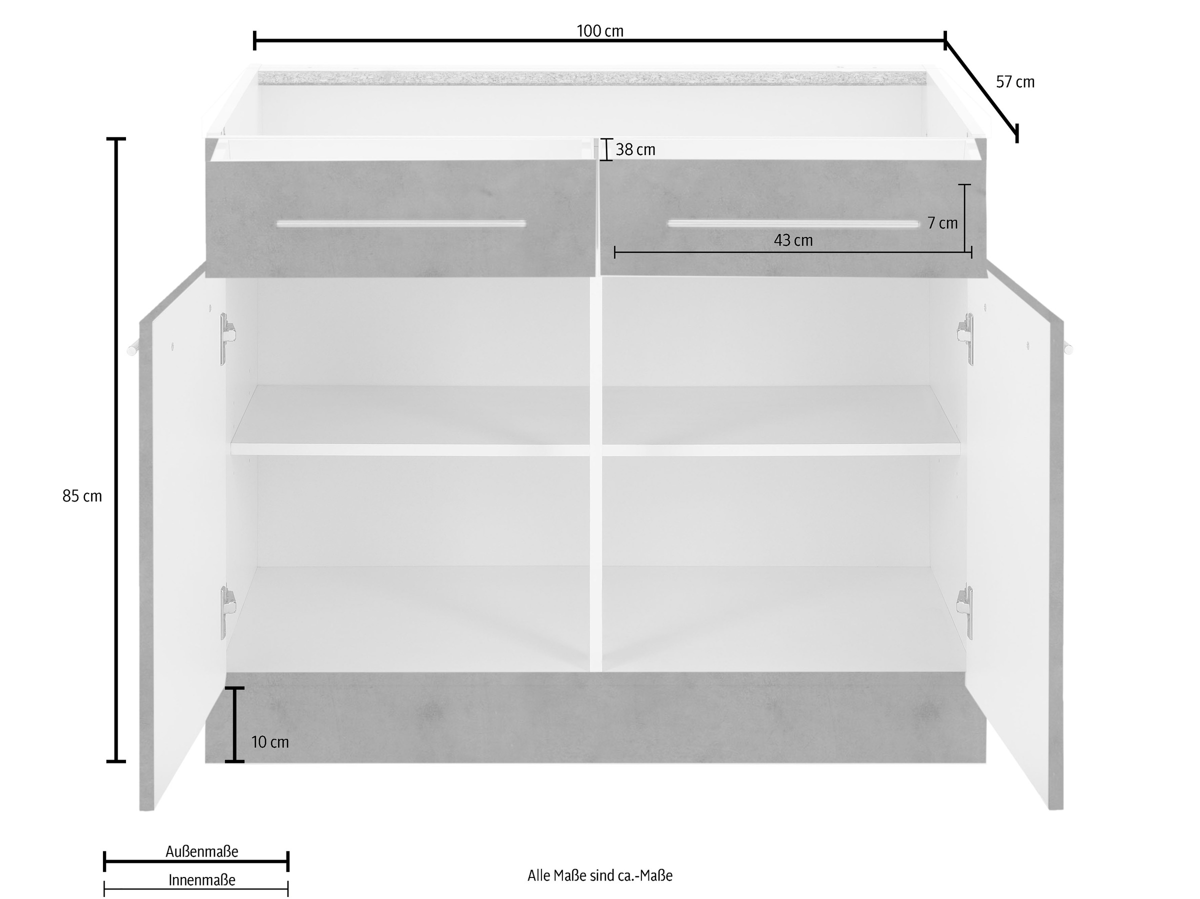wiho Küchen Unterschrank »Flexi2«, Breite 100 cm