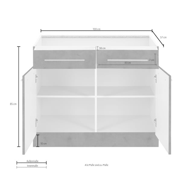 wiho Küchen Unterschrank »Flexi2«, Breite 100 cm | BAUR