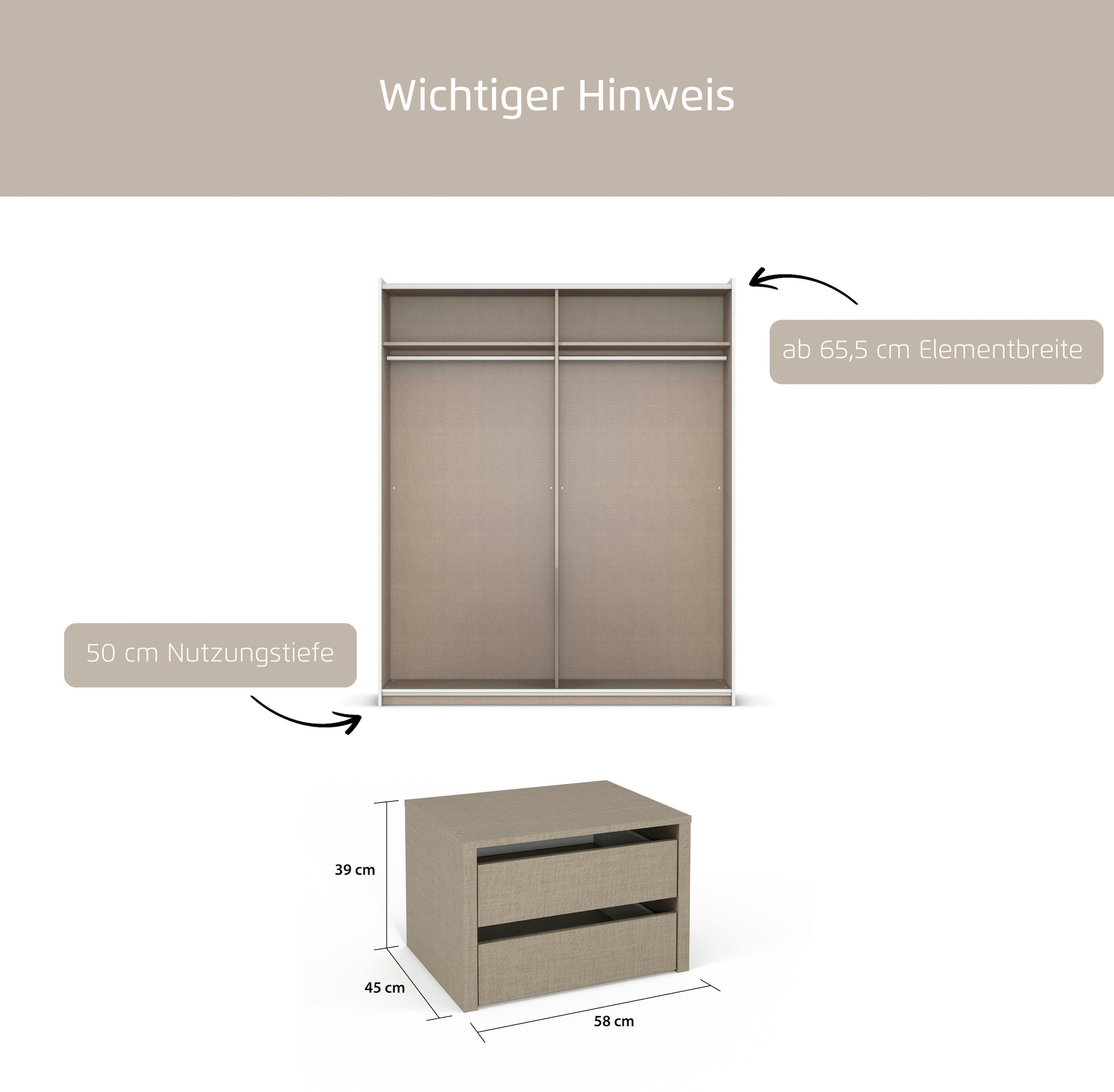 OTTO home »Zubehör für Schwebetürenschrank PAULLY« Breite 58 cm Tiefe 45 cm für Schwebetürenschränke Serie »PAULLY«