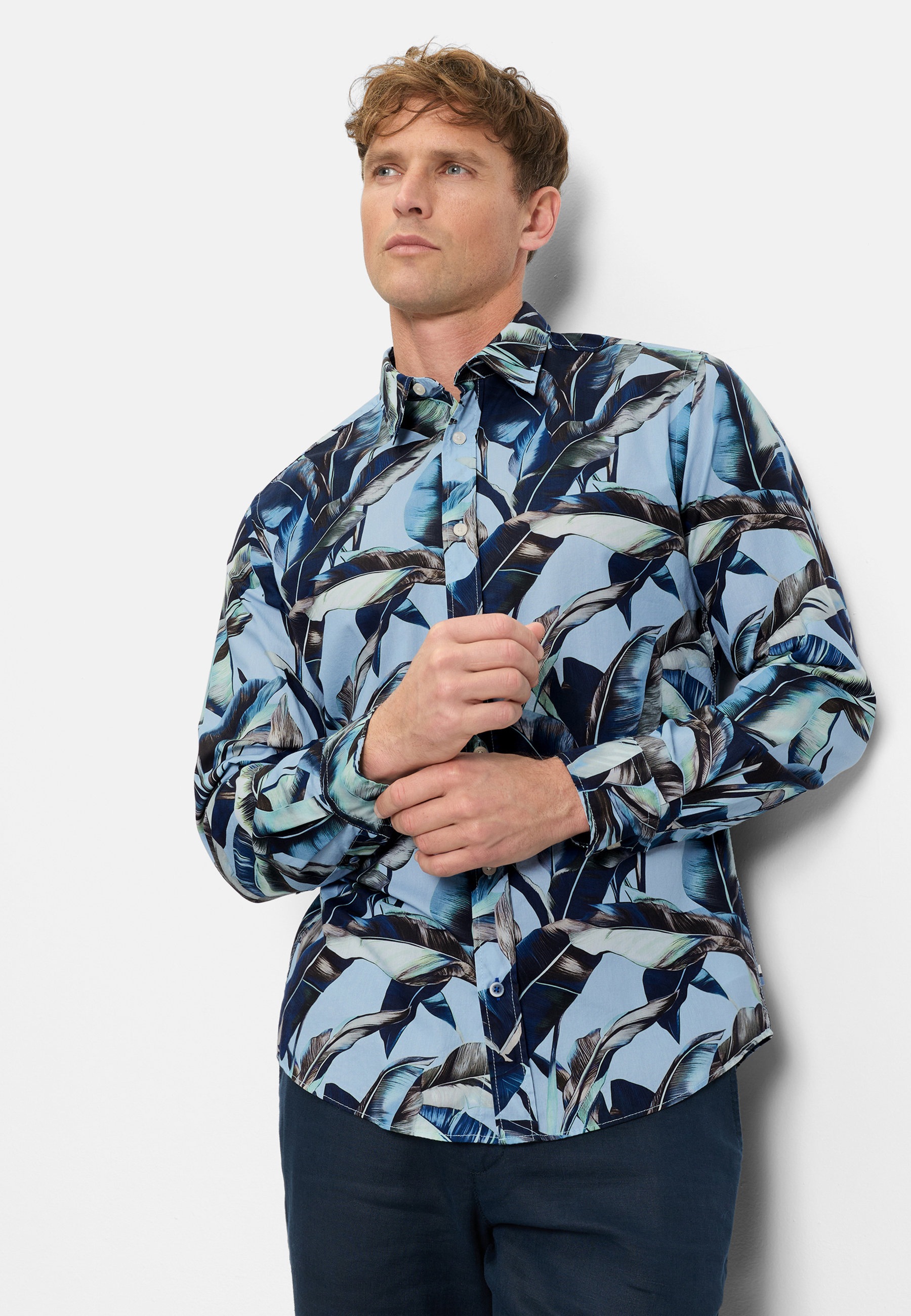 Langarmhemd OLYMP "OLYMP Casual, regular fit, Kent", Herren, Gr. XL, Normaler Arm, bleu, 100% Baumwolle, Hemden