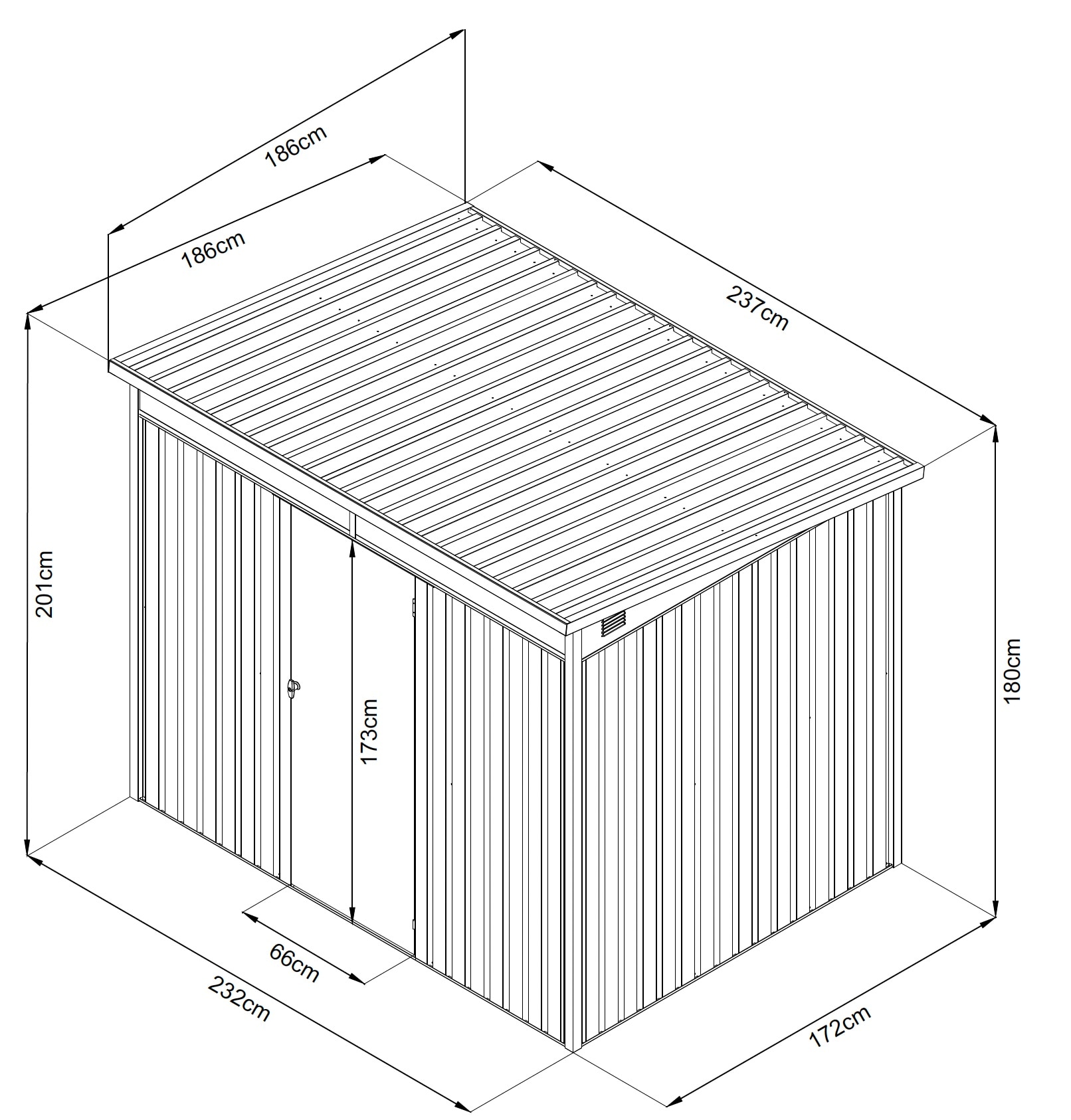 GARDEN 'N' MORE Gerätehaus »Pultdachhaus Basic plus« einfacher Aufbau, Oberlicht, Langlebig, abschließbar