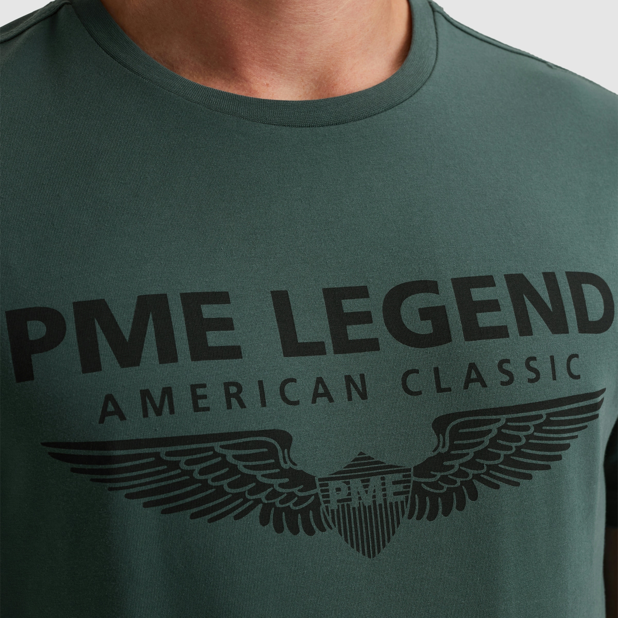 PME LEGEND T-Shirt, eingefasster Rundhalsausschnitt mit Rollkante