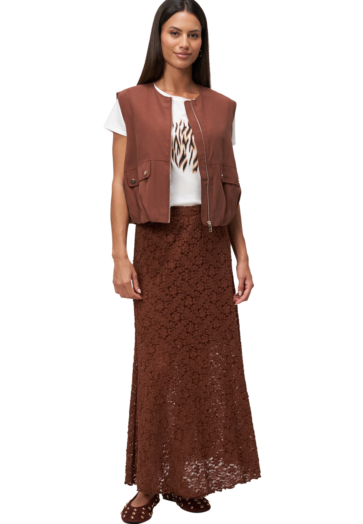 Thumbnail - Zero Kurzarmshirt "Damen T-Shirt mit Animalprint" 1 Stk. tlg. Plain/ohne Details