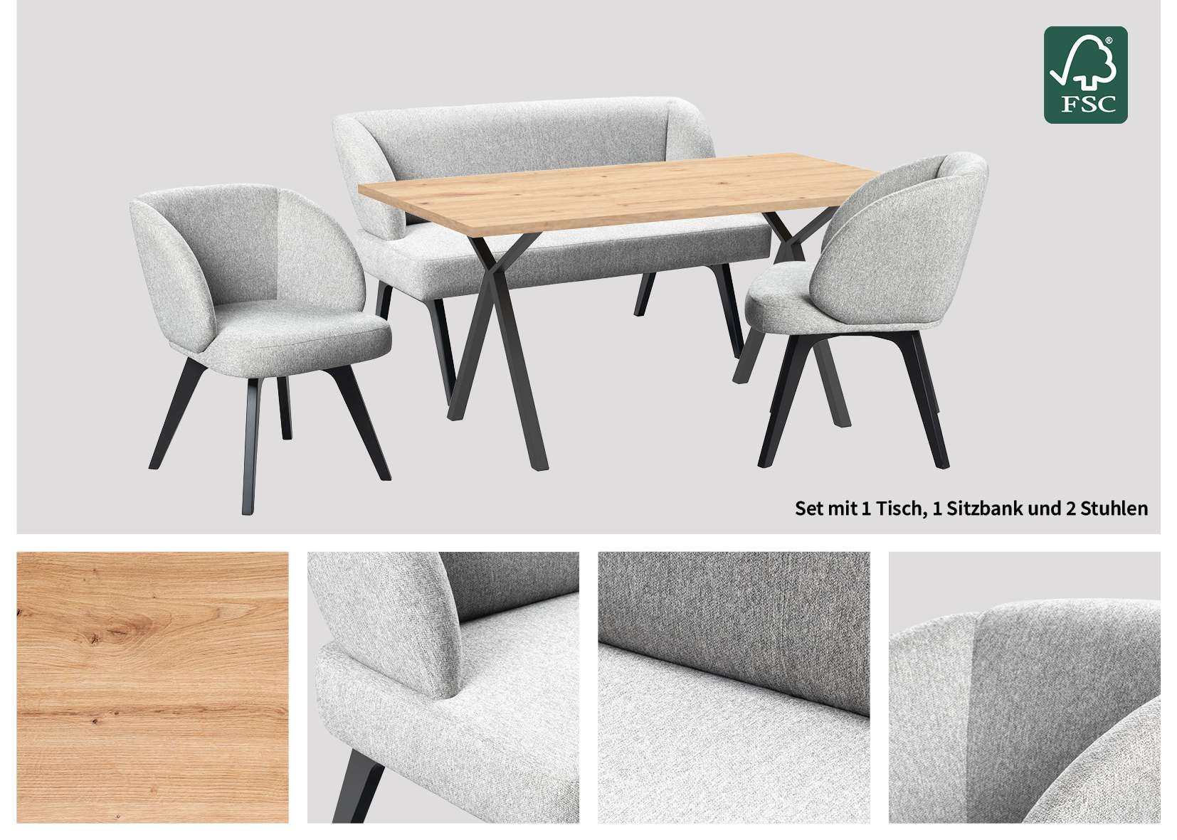 OTTO home Essgruppe "Aretha Esstischbank, Sitzgruppe, Küchenbank, Polsterba günstig online kaufen