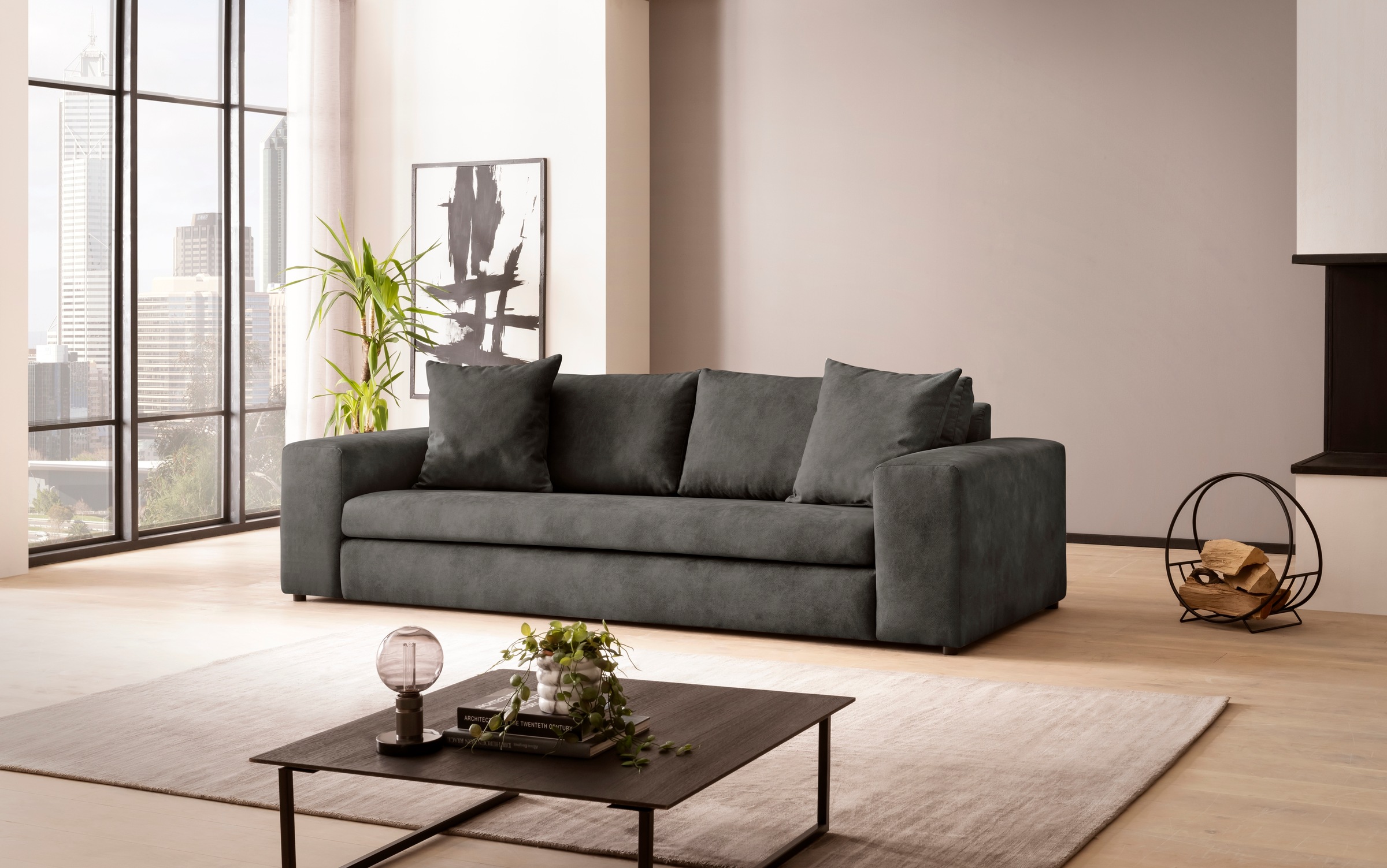 Home affaire 3-Sitzer "SLEETLAND XXL in Samtvelours oder Vintage-Leder-Opti günstig online kaufen