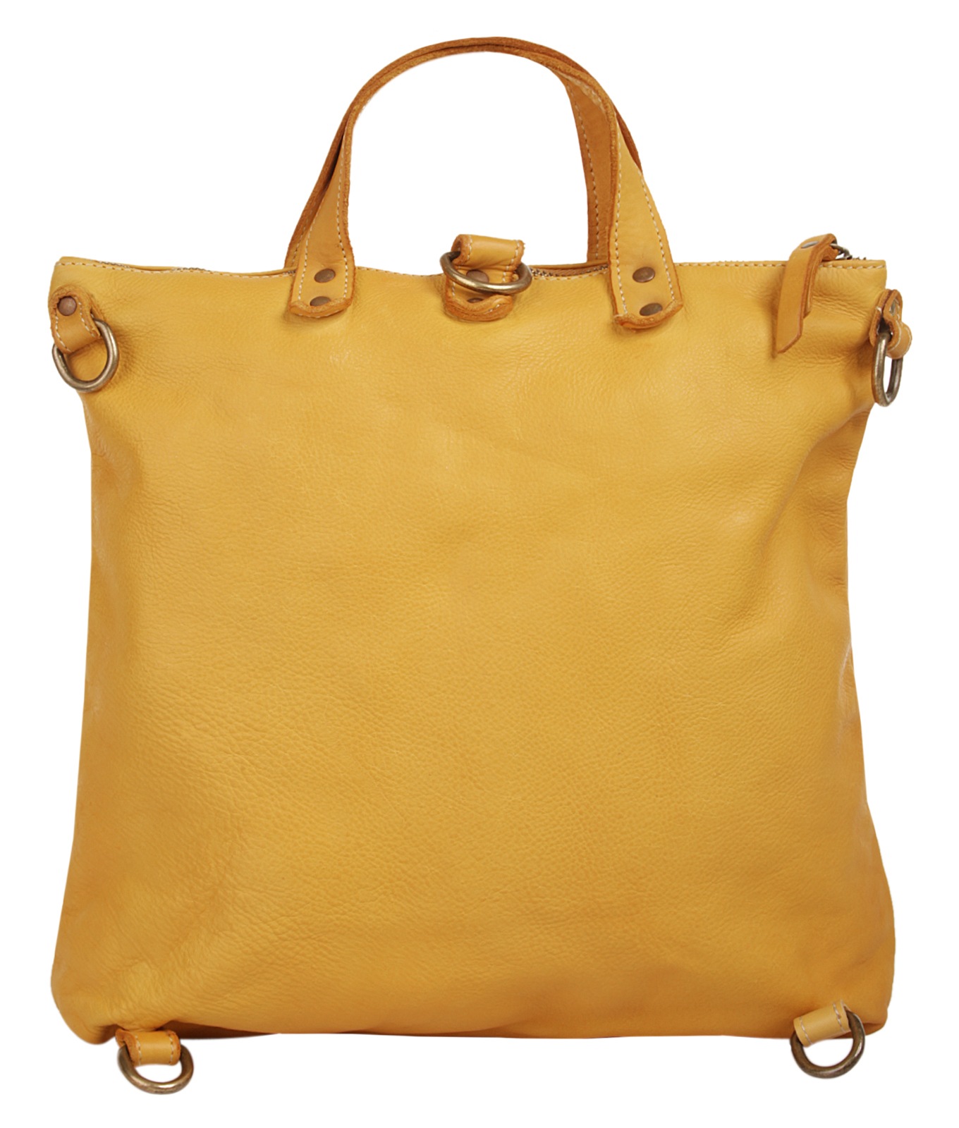 Umhängetasche CLUTY, Damen, Gr. B/H/T: 28cm x 33cm x 7cm onesize, gelb, Leder, Taschen Umhängetasche, echt Leder, Made in Italy 3