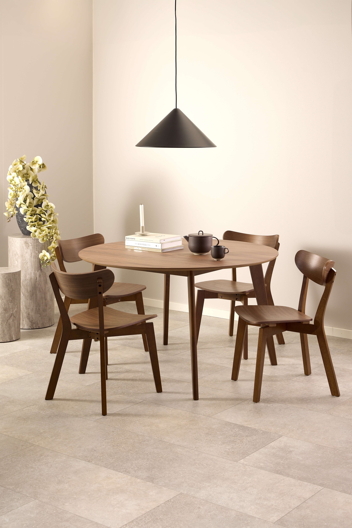 ACTONA GROUP Blumentisch »Dice«, (Set, 2 St., Im Set 2 Stück), Rund Blumenständer Satz, grau Mamor rau Papier, 2 stk, Ø34x70cm