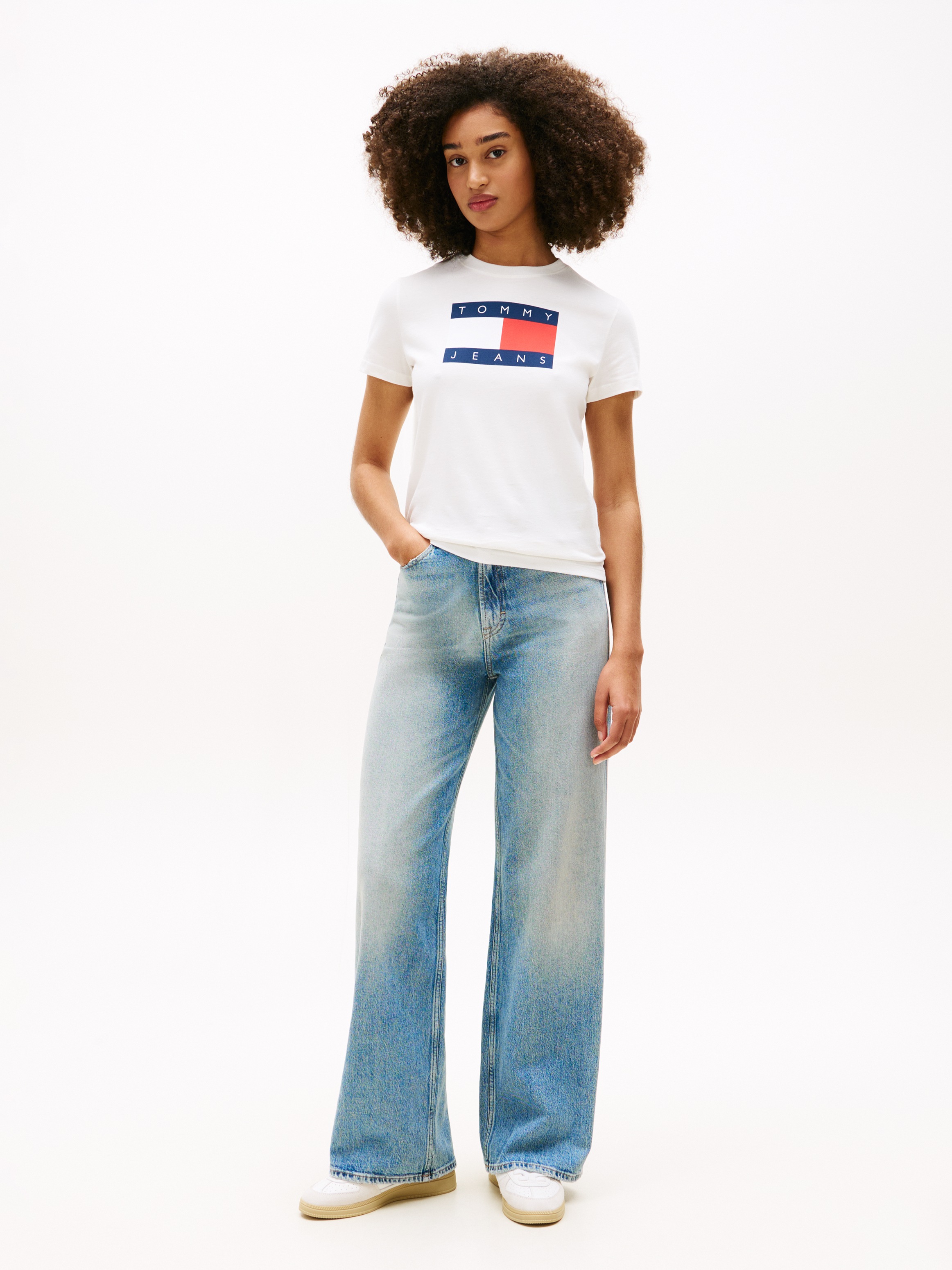 Tommy Jeans Kurzarmshirt »TJW REG TJ FLAG SS TEE« Baumwolle, Logodruck, regular fit