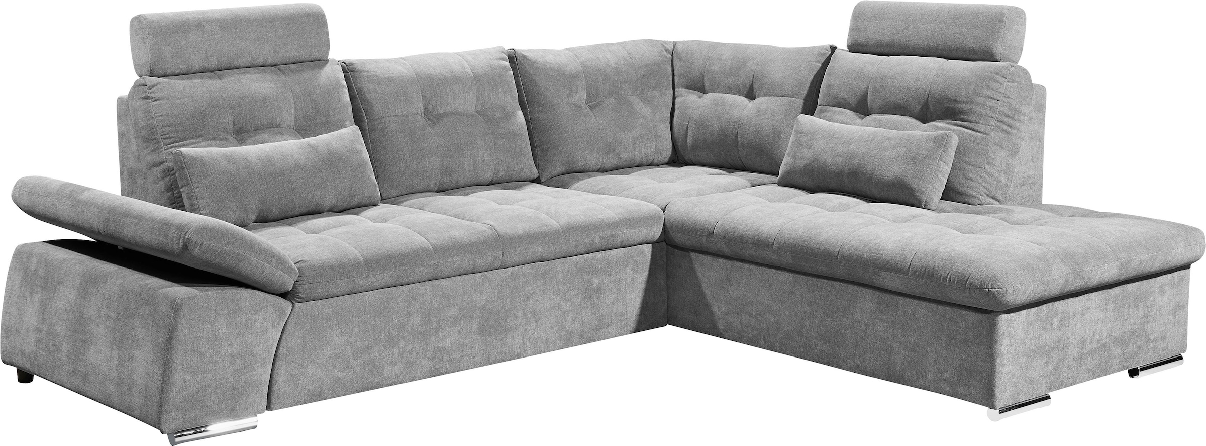 ED EXCITING DESIGN Ecksofa »Nalo L-Form«, mit Bettfunktion, Armteilverstellung, Kopfstützen & 2 Nierenkissen